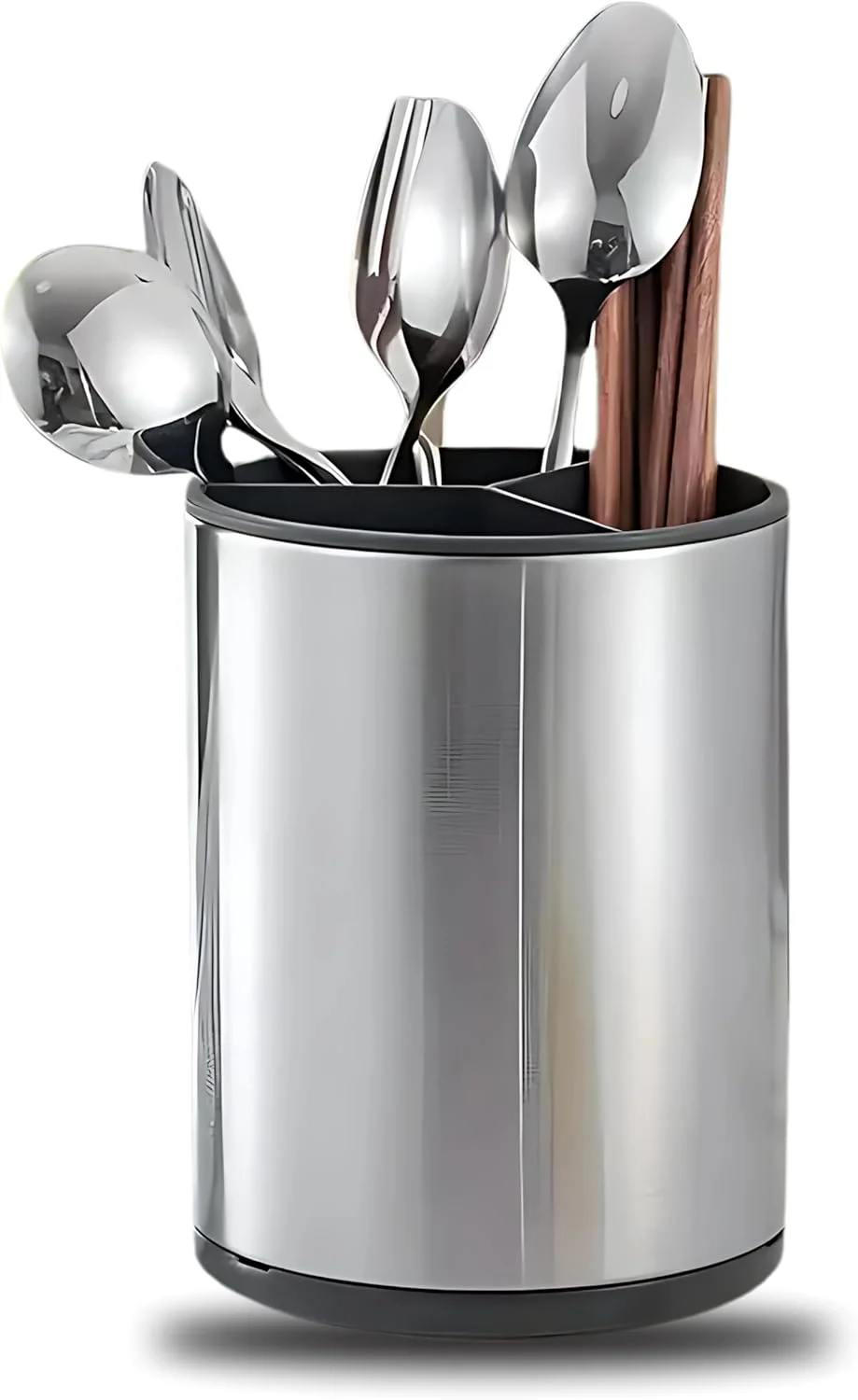 جا قاشقی چرخشی آشپزخانه ECVV® - سازمان دهنده استیل ضد زنگ 360 درجه با محفظه های جداگانه - سیستم تخلیه آب - جا ابزاری برای کارد، چنگال و لوازم آشپزی - نقره ای جا قاشقی چرخشی آشپزخانه ECVV® - سازمان دهنده استیل ضد زنگ 360 درجه با محفظه های جداگانه - سیستم تخلیه آب - جا ابزاری برای کارد، چنگال و لوازم آشپزی - نقره ای