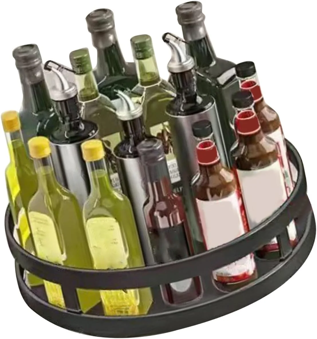 سینی گردان 360 درجه ای Ejoyous، قفسه فولادی کربنی برای پیشخوان آشپزخانه با طراحی صرفه جویی در فضا، ذخیره سازی چند منظوره برای سس ها سینی گردان 360 درجه ای Ejoyous، قفسه فولادی کربنی برای پیشخوان آشپزخانه با طراحی صرفه جویی در فضا، ذخیره سازی چند منظوره برای سس ها