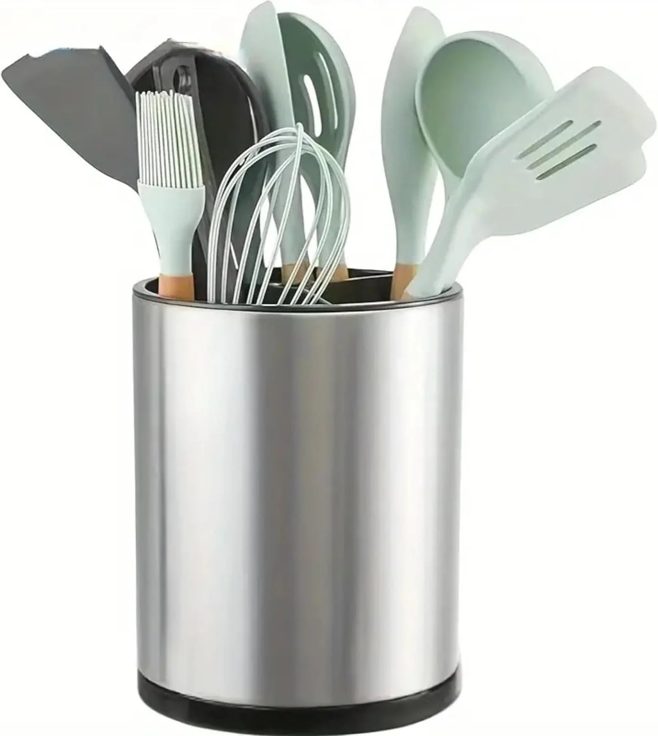 جا قاشقی چرخشی آشپزخانه ECVV® - سازمان دهنده استیل ضد زنگ 360 درجه با محفظه های جداگانه - سیستم تخلیه آب - جا ابزاری برای کارد، چنگال و لوازم آشپزی - نقره ای جا قاشقی چرخشی آشپزخانه ECVV® - سازمان دهنده استیل ضد زنگ 360 درجه با محفظه های جداگانه - سیستم تخلیه آب - جا ابزاری برای کارد، چنگال و لوازم آشپزی - نقره ای