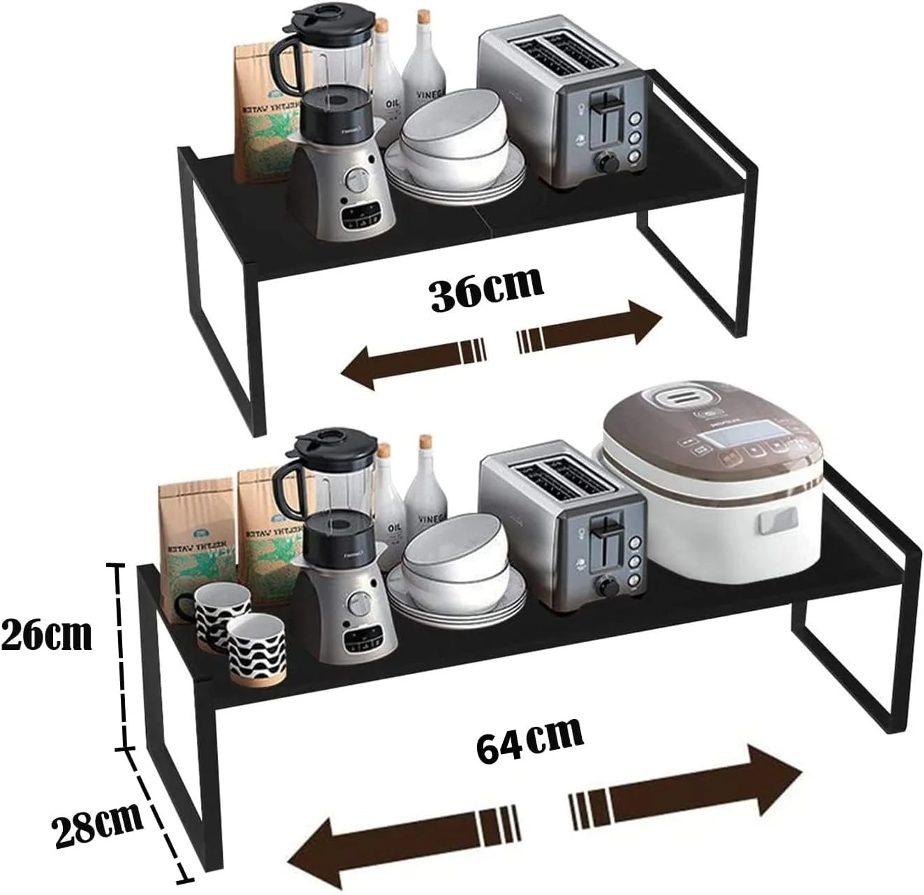 ارگانایزر رومیزی آشپزخانه Diylove، قفسه ذخیره سازی دو طبقه قابل گسترش با ساختار پایدار و مقاوم، قفسه کابینت رومیزی برای سازماندهی بطری ادویه و شیشه (مشکی) ارگانایزر رومیزی آشپزخانه Diylove، قفسه ذخیره سازی دو طبقه قابل گسترش با ساختار پایدار و مقاوم، قفسه کابینت رومیزی برای سازماندهی بطری ادویه و شیشه (مشکی)