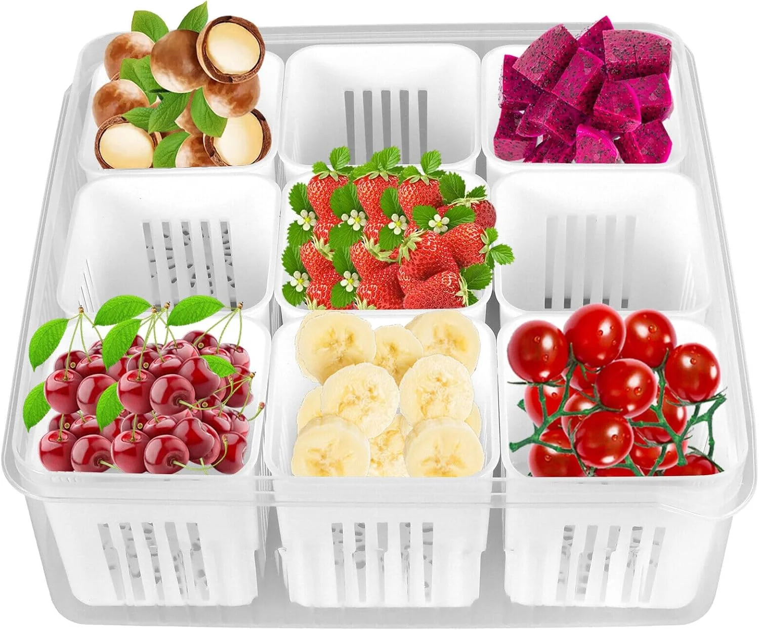 لوازم جانبی آشپزخانه ECVV جعبه نگهداری مواد غذایی فله ای پلاستیکی و هوا بند، درجه مواد غذایی، دارای محفظه، ظرف ادویه، سازمان دهنده یخچال با درب لوازم جانبی آشپزخانه ECVV جعبه نگهداری مواد غذایی فله ای پلاستیکی و هوا بند، درجه مواد غذایی، دارای محفظه، ظرف ادویه، سازمان دهنده یخچال با درب