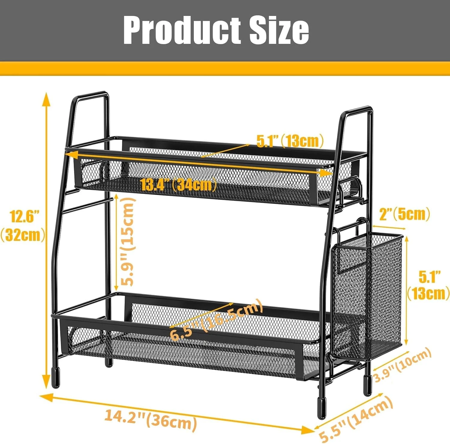 ارگانایزر رومیزی حمام Diylove، ارگانایزر رومیزی با سبد جانبی، ارگانایزر رومیزی آشپزخانه، قفسه ادویه فلزی (مشکی) ارگانایزر رومیزی حمام Diylove، ارگانایزر رومیزی با سبد جانبی، ارگانایزر رومیزی آشپزخانه، قفسه ادویه فلزی (مشکی)