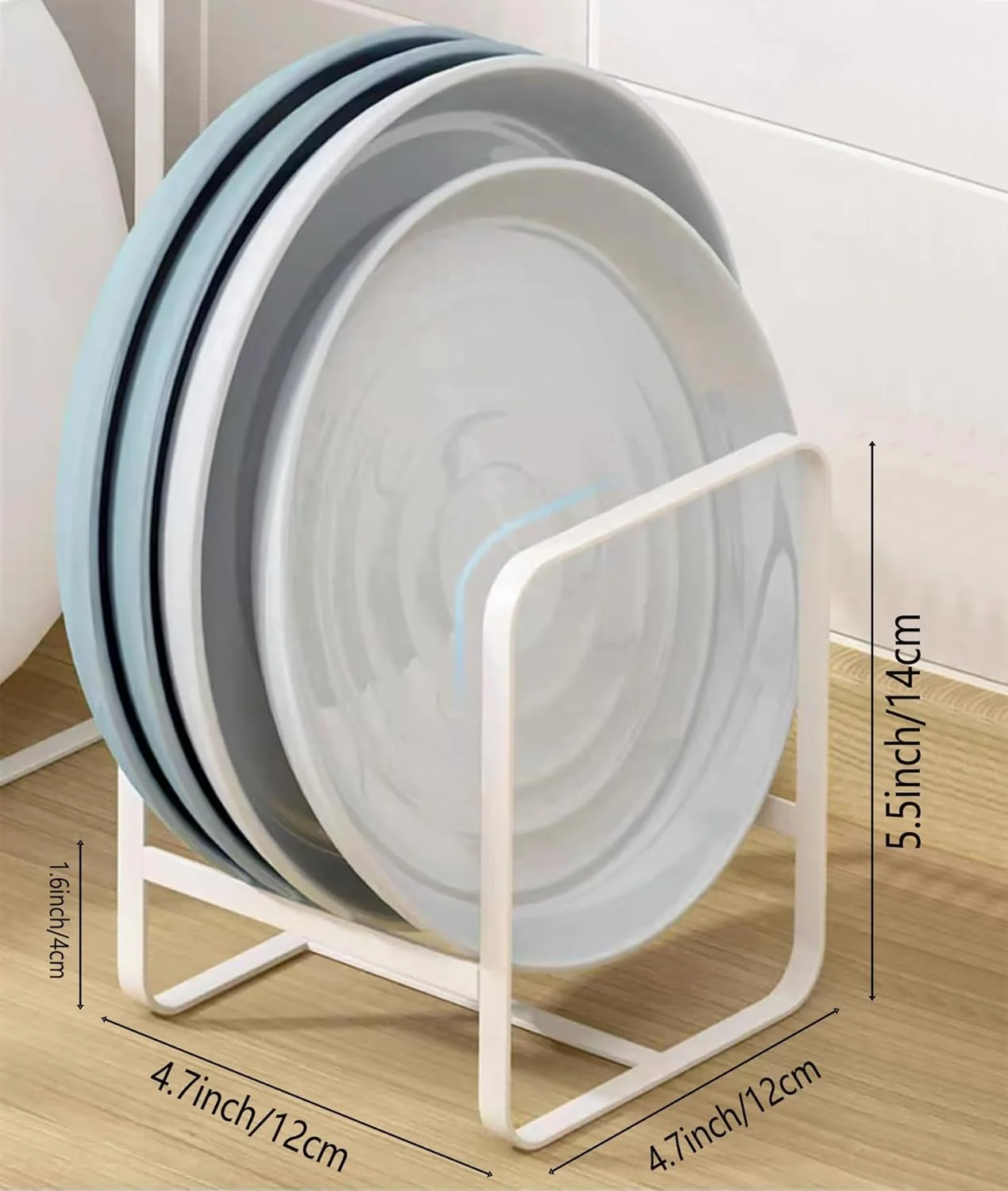 ارگانایزر آشپزخانه، استند خشک کن بشقاب و کاسه برای نگهداری در کابینت و سینک، قفسه آبچکان ظروف، (2 عددی) (سفید)