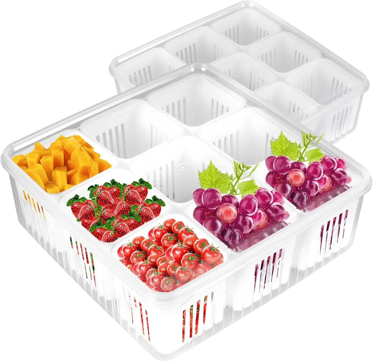 لوازم جانبی آشپزخانه ECVV جعبه نگهداری مواد غذایی فله ای پلاستیکی و هوا بند، درجه مواد غذایی، دارای محفظه، ظرف ادویه، سازمان دهنده یخچال با درب لوازم جانبی آشپزخانه ECVV جعبه نگهداری مواد غذایی فله ای پلاستیکی و هوا بند، درجه مواد غذایی، دارای محفظه، ظرف ادویه، سازمان دهنده یخچال با درب