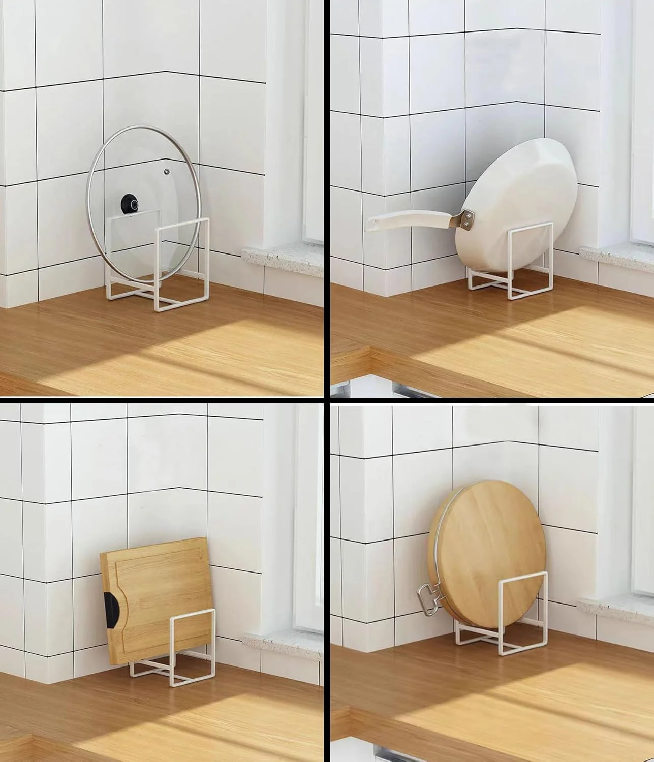 ارگانایزر آشپزخانه، استند خشک کن بشقاب و کاسه برای نگهداری در کابینت و سینک، قفسه آبچکان ظروف، (2 عددی) (سفید)