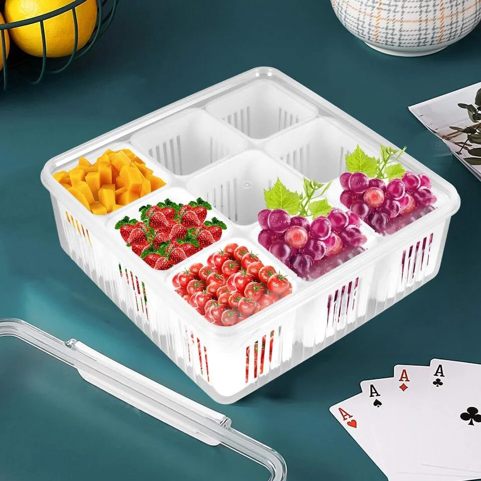 لوازم جانبی آشپزخانه ECVV جعبه نگهداری مواد غذایی فله ای پلاستیکی و هوا بند، درجه مواد غذایی، دارای محفظه، ظرف ادویه، سازمان دهنده یخچال با درب لوازم جانبی آشپزخانه ECVV جعبه نگهداری مواد غذایی فله ای پلاستیکی و هوا بند، درجه مواد غذایی، دارای محفظه، ظرف ادویه، سازمان دهنده یخچال با درب