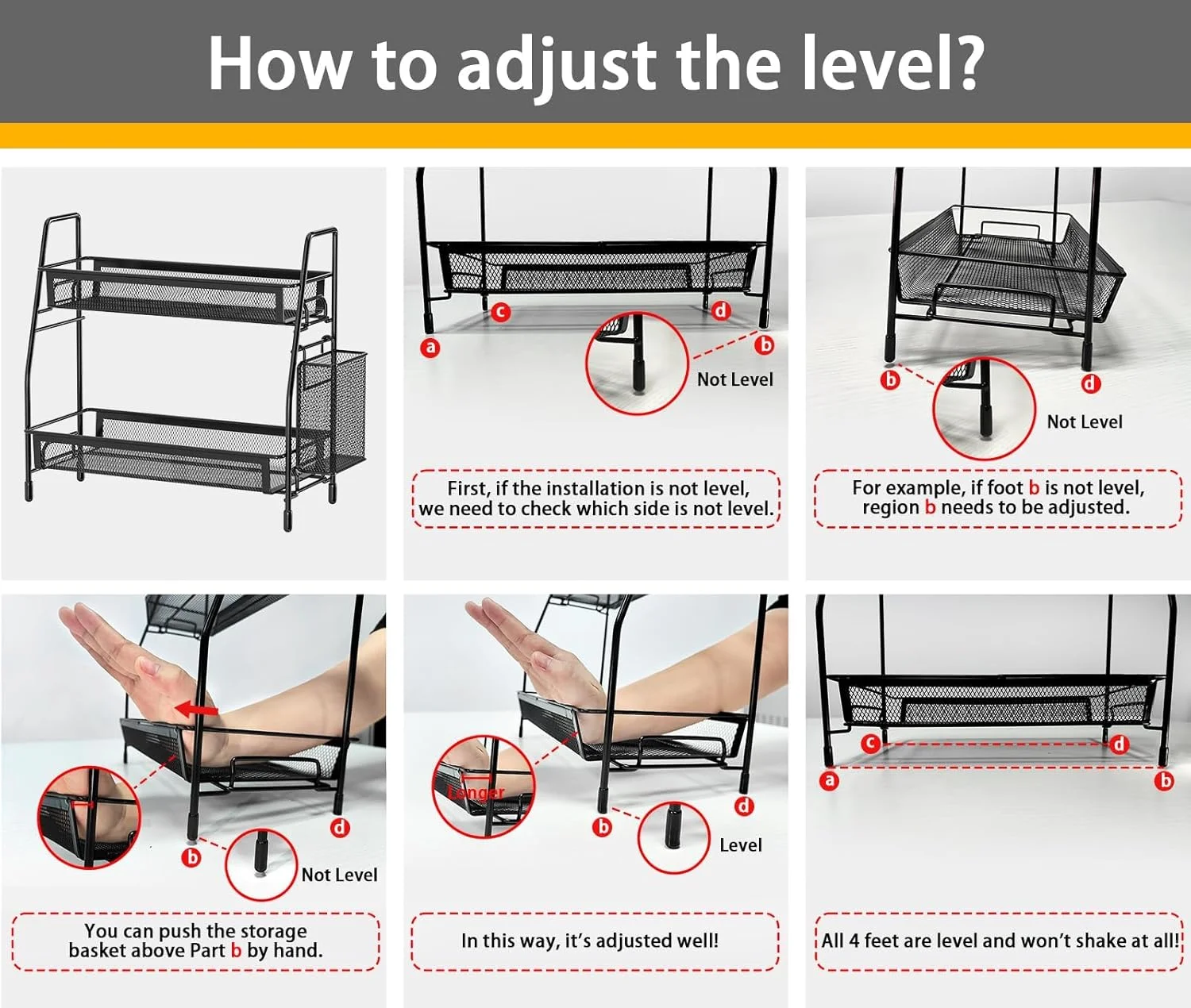 ارگانایزر رومیزی حمام Diylove، ارگانایزر رومیزی با سبد جانبی، ارگانایزر رومیزی آشپزخانه، قفسه ادویه فلزی (مشکی) ارگانایزر رومیزی حمام Diylove، ارگانایزر رومیزی با سبد جانبی، ارگانایزر رومیزی آشپزخانه، قفسه ادویه فلزی (مشکی)