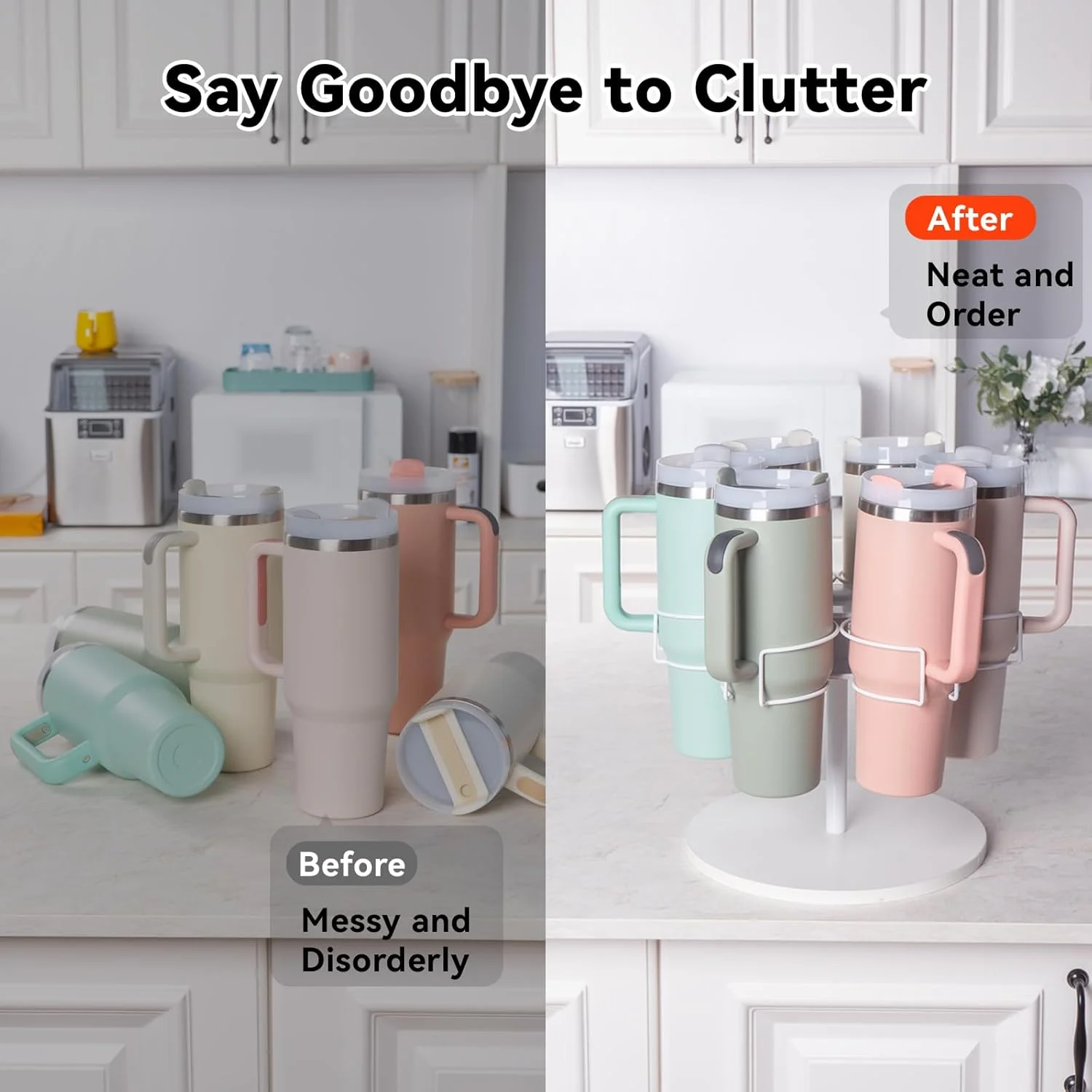 سازمان دهنده بطری آب DIKENLAND برای لیوان استنلی 40 اونسی، نگهدارنده چرخشی لیوان برای کابینت آشپزخانه، قفسه نگهداری بطری آب، سازمان دهنده و نگهداری آشپزخانه، سفید سازمان دهنده بطری آب DIKENLAND برای لیوان استنلی 40 اونسی، نگهدارنده چرخشی لیوان برای کابینت آشپزخانه، قفسه نگهداری بطری آب، سازمان دهنده و نگهداری آشپزخانه، سفید