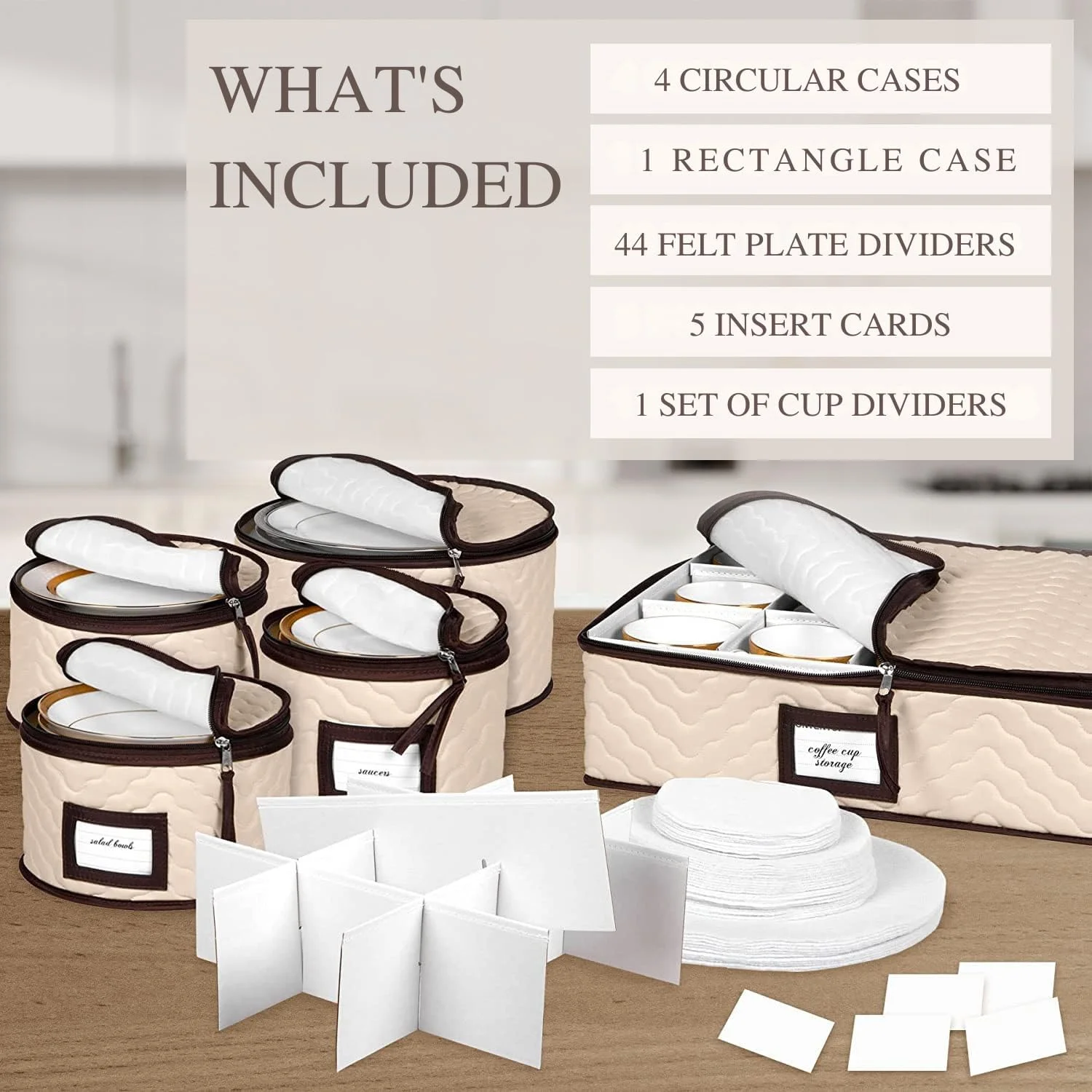 ست 5 تکه سازمان دهنده ظروف چینی برای نگهداری ظروف چینی، فنجان و نعلبکی، ظروف میکروفیبر لحافی محکم با جداکننده، مناسب برای 12 نفر - حمل و نقل و محافظت در برابر لب پر شدن و شکستن ست 5 تکه سازمان دهنده ظروف چینی برای نگهداری ظروف چینی، فنجان و نعلبکی، ظروف میکروفیبر لحافی محکم با جداکننده، مناسب برای 12 نفر - حمل و نقل و محافظت در برابر لب پر شدن و شکستن