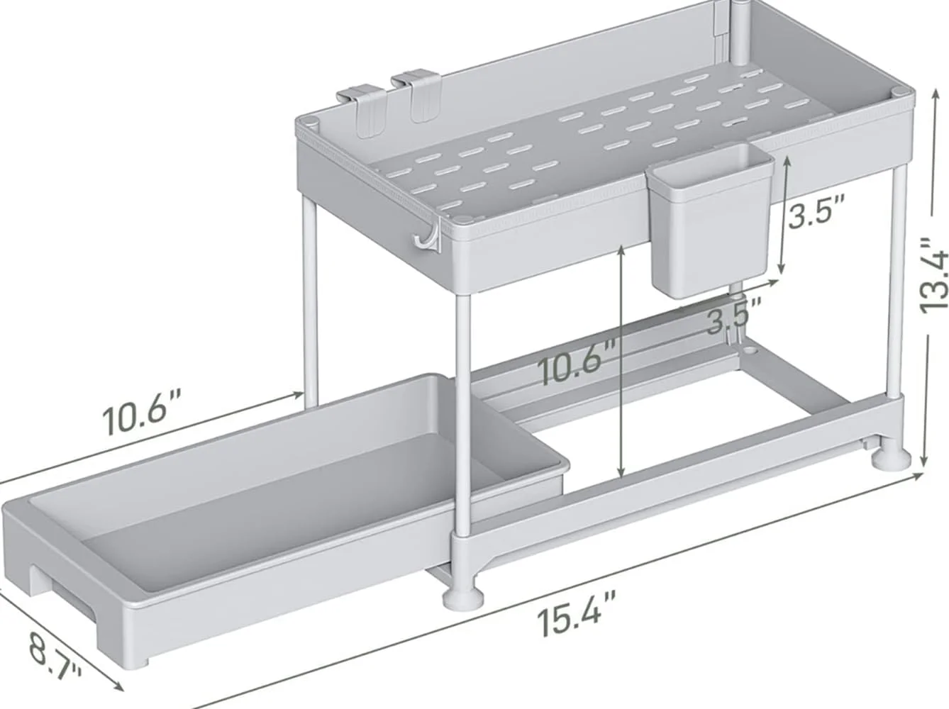 سازمان دهنده و قفسه زیر سینک دو طبقه Didome با ظرفیت بالا و تحمل وزن سنگین، دارای کشوی کشویی چند منظوره برای زیر سینک آشپزخانه و حمام (سفید) سازمان دهنده و قفسه زیر سینک دو طبقه Didome با ظرفیت بالا و تحمل وزن سنگین، دارای کشوی کشویی چند منظوره برای زیر سینک آشپزخانه و حمام (سفید)