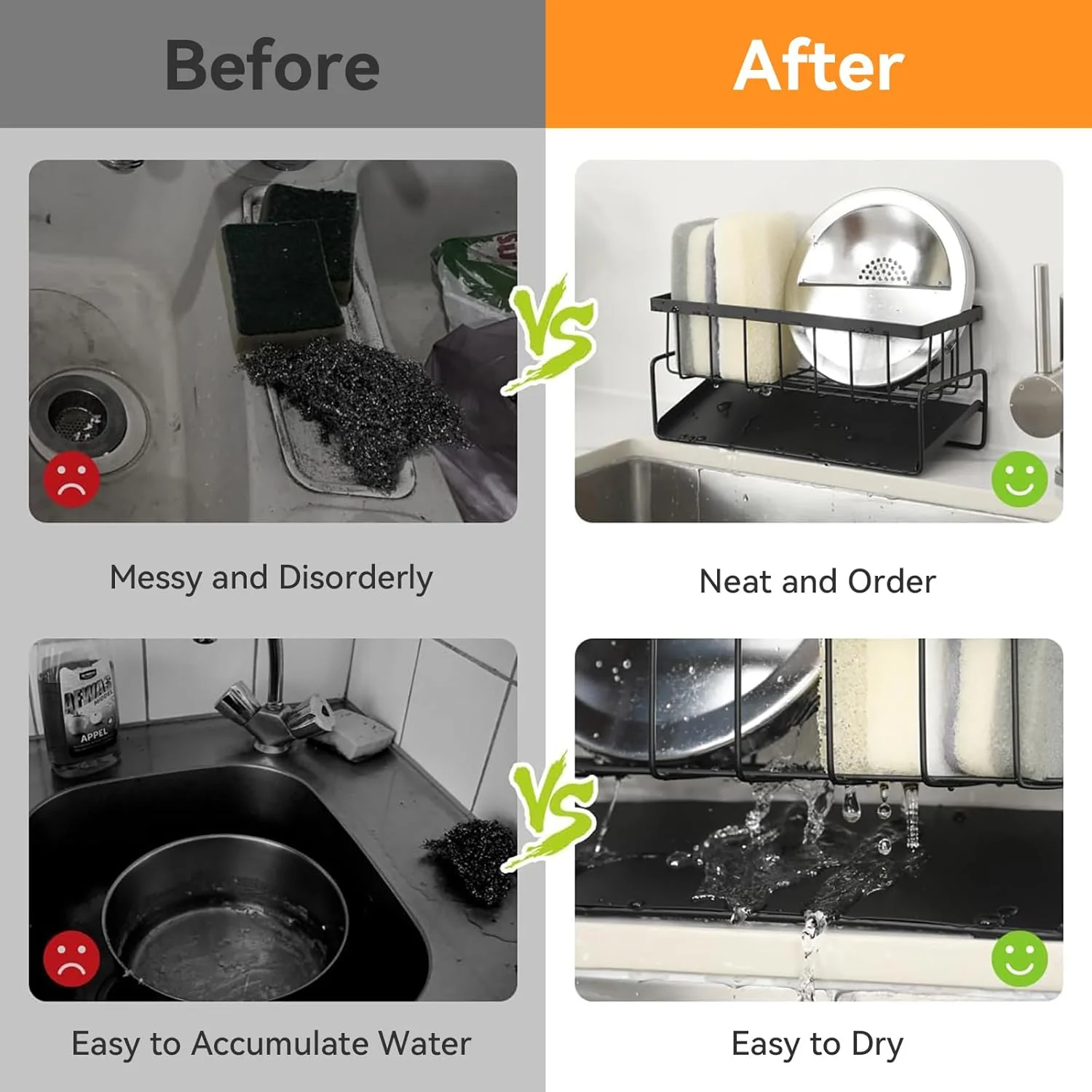 جای اسکاچ و سیم ظرفشویی DIKENLAND، سبد سینک ظرفشویی با جا دستمال، استیل ضد زنگ، مناسب برای اسکاچ، صابون، برس ظرفشویی، مایع ظرفشویی، نظم دهنده و لوازم ضروری آشپزخانه جای اسکاچ و سیم ظرفشویی DIKENLAND، سبد سینک ظرفشویی با جا دستمال، استیل ضد زنگ، مناسب برای اسکاچ، صابون، برس ظرفشویی، مایع ظرفشویی، نظم دهنده و لوازم ضروری آشپزخانه