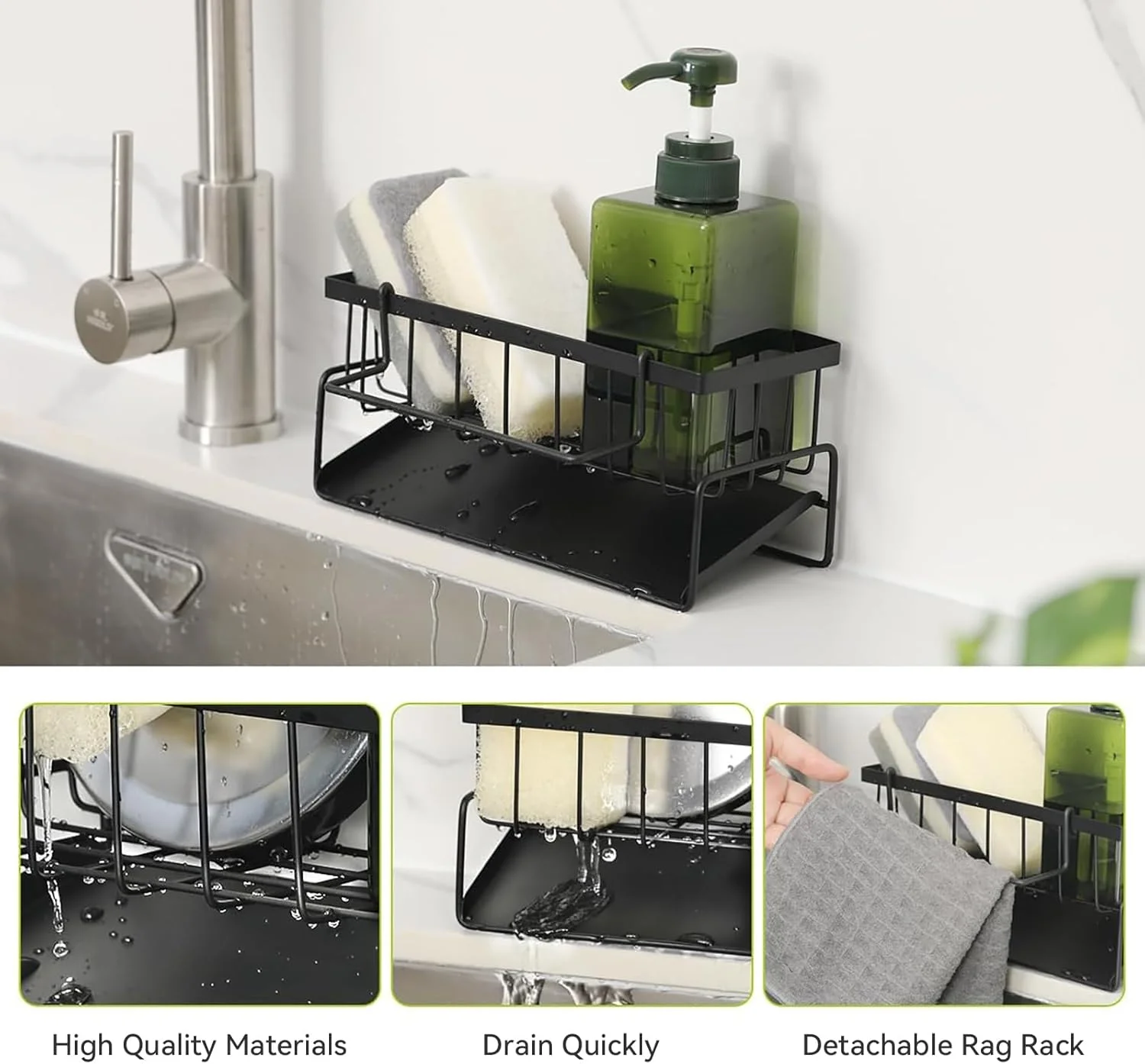 جای اسکاچ و سیم ظرفشویی DIKENLAND، سبد سینک ظرفشویی با جا دستمال، استیل ضد زنگ، مناسب برای اسکاچ، صابون، برس ظرفشویی، مایع ظرفشویی، نظم دهنده و لوازم ضروری آشپزخانه جای اسکاچ و سیم ظرفشویی DIKENLAND، سبد سینک ظرفشویی با جا دستمال، استیل ضد زنگ، مناسب برای اسکاچ، صابون، برس ظرفشویی، مایع ظرفشویی، نظم دهنده و لوازم ضروری آشپزخانه