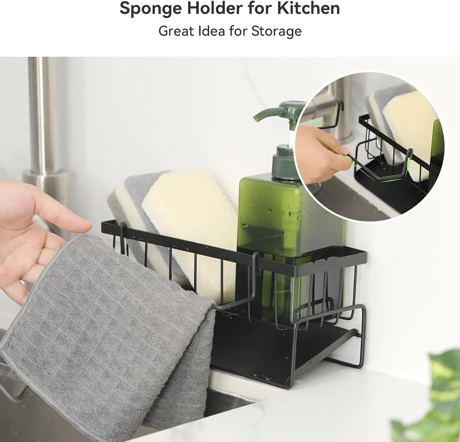 جای اسکاچ و سیم ظرفشویی DIKENLAND، سبد سینک ظرفشویی با جا دستمال، استیل ضد زنگ، مناسب برای اسکاچ، صابون، برس ظرفشویی، مایع ظرفشویی، نظم دهنده و لوازم ضروری آشپزخانه جای اسکاچ و سیم ظرفشویی DIKENLAND، سبد سینک ظرفشویی با جا دستمال، استیل ضد زنگ، مناسب برای اسکاچ، صابون، برس ظرفشویی، مایع ظرفشویی، نظم دهنده و لوازم ضروری آشپزخانه