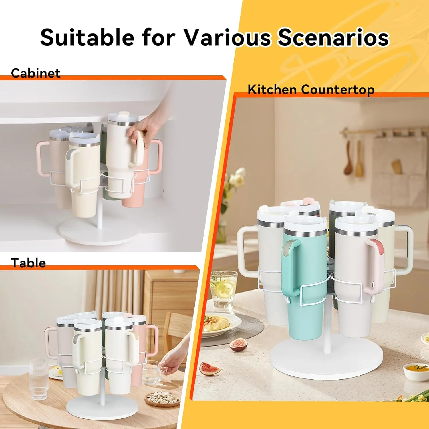 سازمان دهنده بطری آب DIKENLAND برای لیوان استنلی 40 اونسی، نگهدارنده چرخشی لیوان برای کابینت آشپزخانه، قفسه نگهداری بطری آب، سازمان دهنده و نگهداری آشپزخانه، سفید سازمان دهنده بطری آب DIKENLAND برای لیوان استنلی 40 اونسی، نگهدارنده چرخشی لیوان برای کابینت آشپزخانه، قفسه نگهداری بطری آب، سازمان دهنده و نگهداری آشپزخانه، سفید