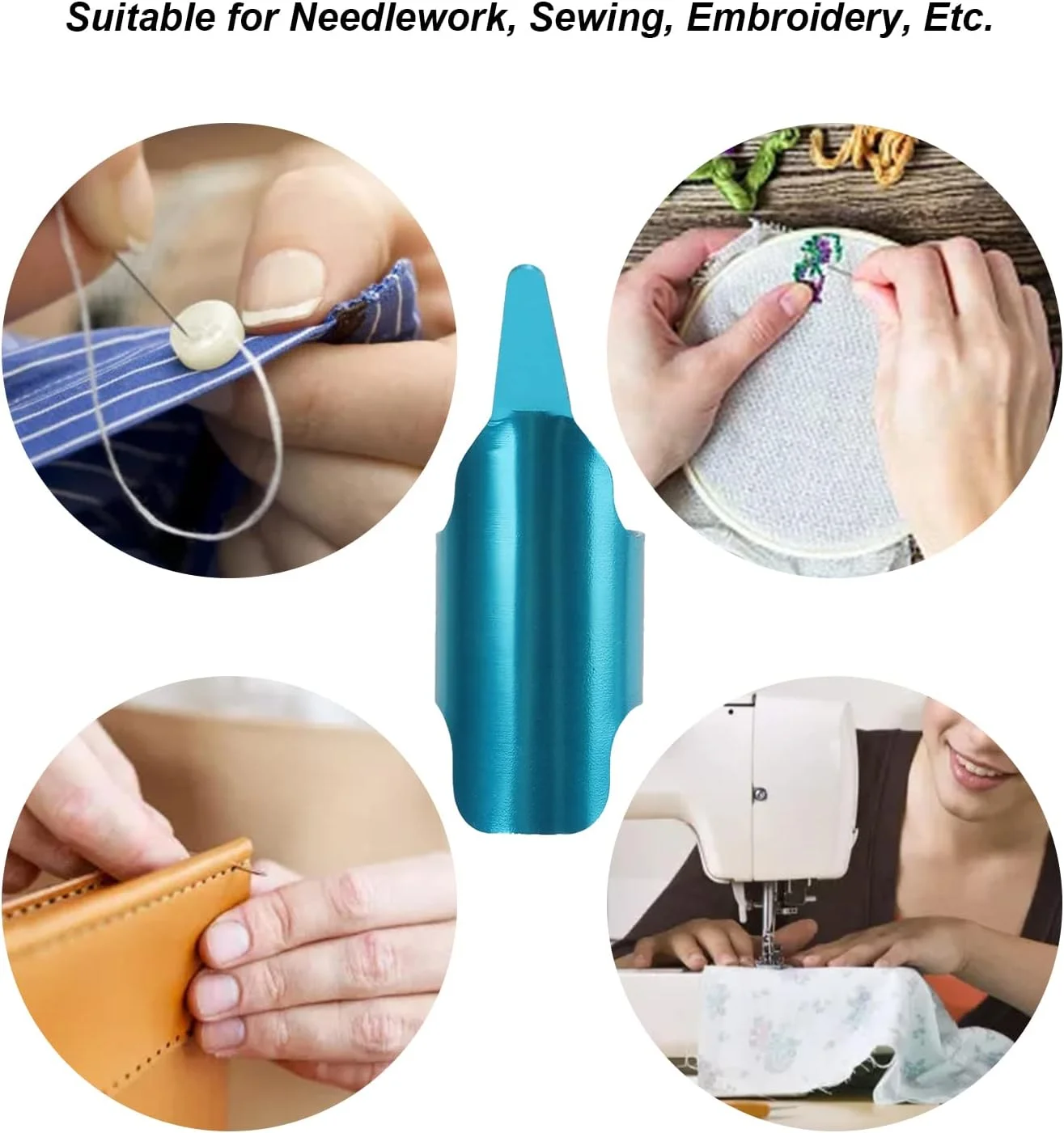 انگشتانه خیاطی ارگونومیک RIZGHWOY، آلیاژ آلومینیومی ایمن، مناسب برای DIY، خیاطان و مادران، 4 عددی