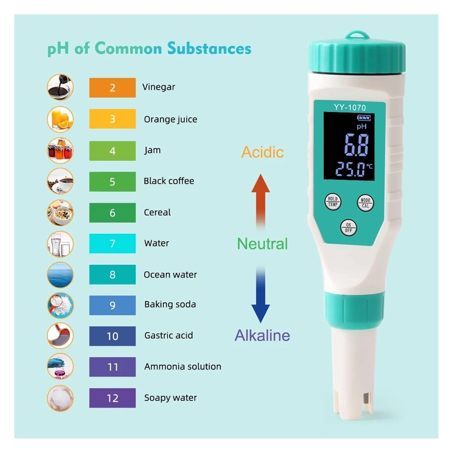 Soil nutrient tester, 7 In 1 Swimming Pool Chlorine PH Meter Professional SALT/ORP/TDS/EC/FAC Tester Spa Hot Spring CL Water Quality Analyzer