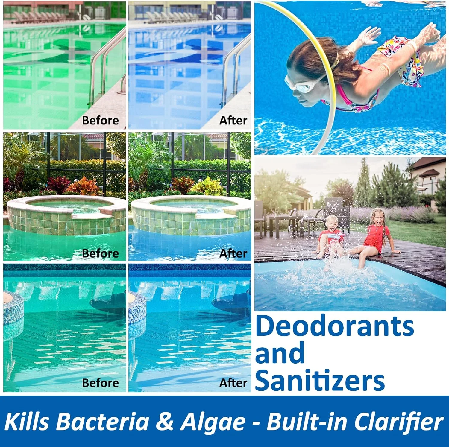 قرص کلر 4 در 1 برای استخر شنا، 100 عدد قرص کلر چند منظوره برای وان آب گرم، قرص های تمیز کننده استخر، شفاف کننده آب، مواد شیمیایی استخر شنا