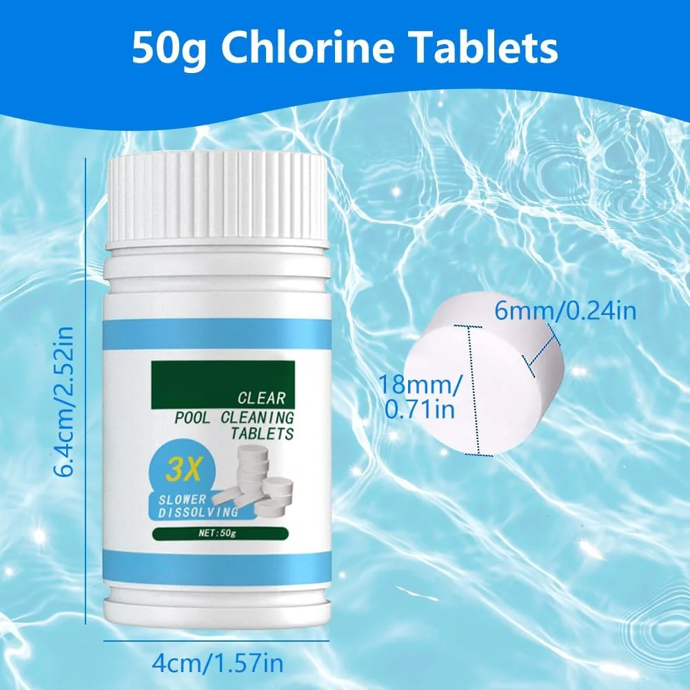 قرص کلر برای استخر شنا، قرص کلر چند منظوره، قرص جوشان استخر شنا، قرص کلر، قرص کلر وان آب گرم، قرص تمیز کننده استخر، قرص کلر ضد عفونی کننده، 50 گرمی