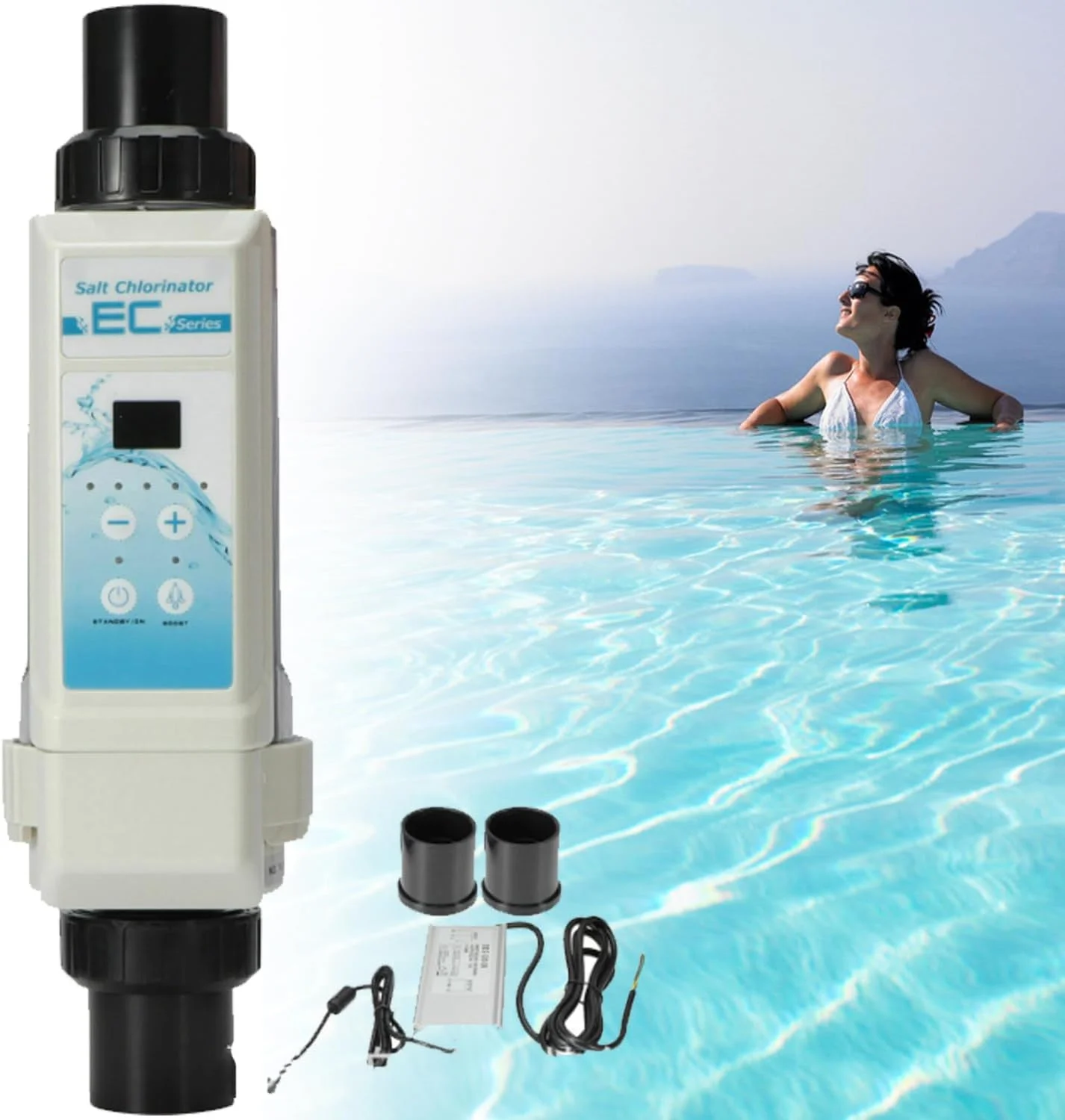 Salt Water Pool Chlorinator System with Salinity Display, 8/12/16/20 G/H Saltwater Pool System, Salt Cell Suitable for Pools,Salt Chlorine Generator System Salt Cell for Home Pool,12g/h