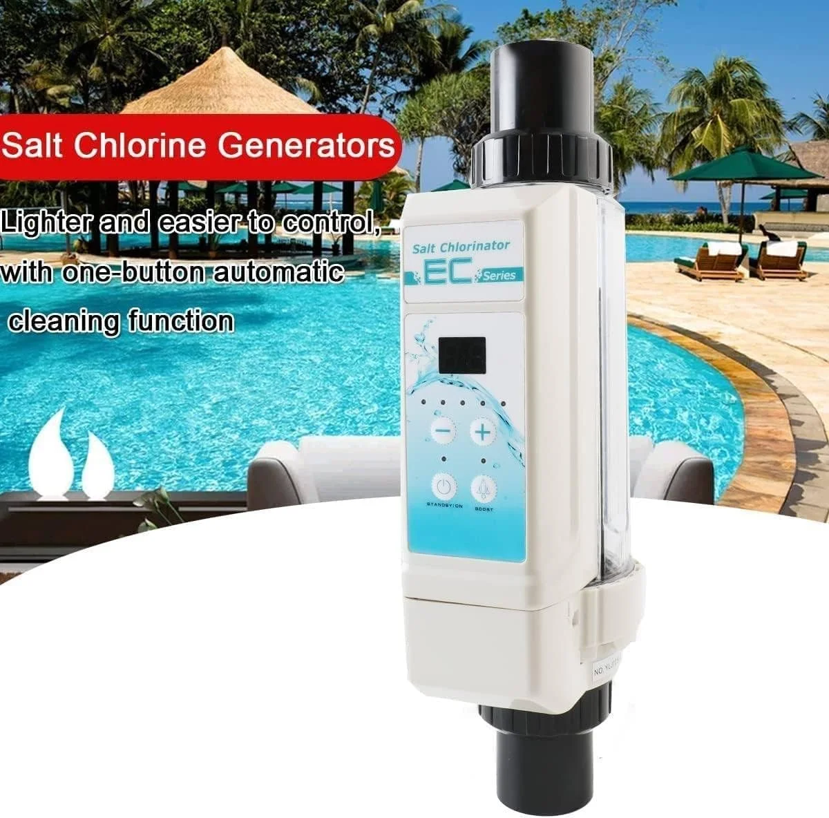 Salt Water Pool Chlorinator System with Salinity Display, 8/12/16/20 G/H Saltwater Pool System, Salt Cell Suitable for Pools,Salt Chlorine Generator System Salt Cell for Home Pool,12g/h