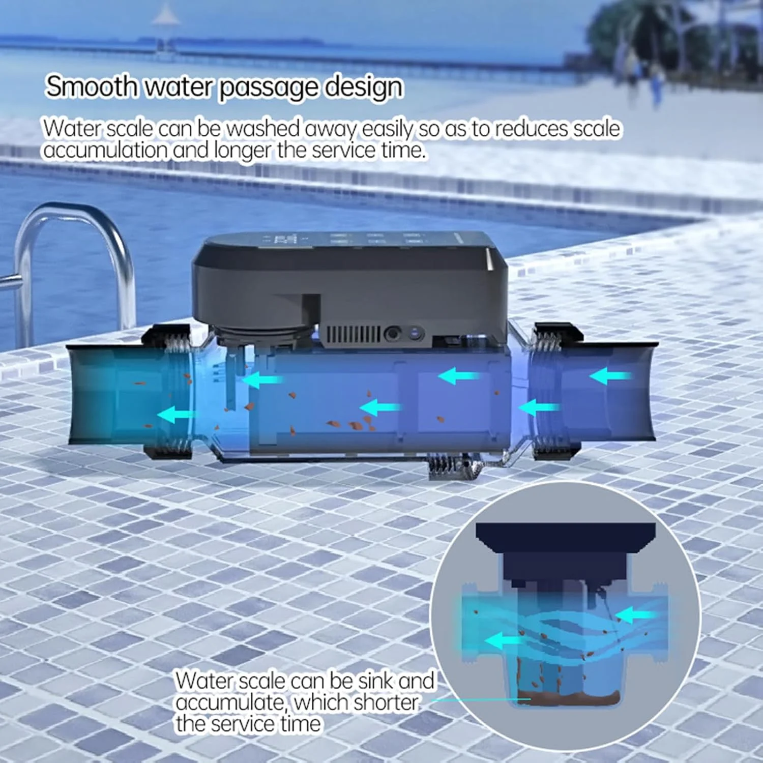 Smart Salt Chlorinator, Salt Chlorine Generator, Salt Water Chlorination System for Swimming Pools, Built-in Wi-Fi & App Remote Control, Salt Water Pool Chlorinator with Smart Digital Panel 40g/h