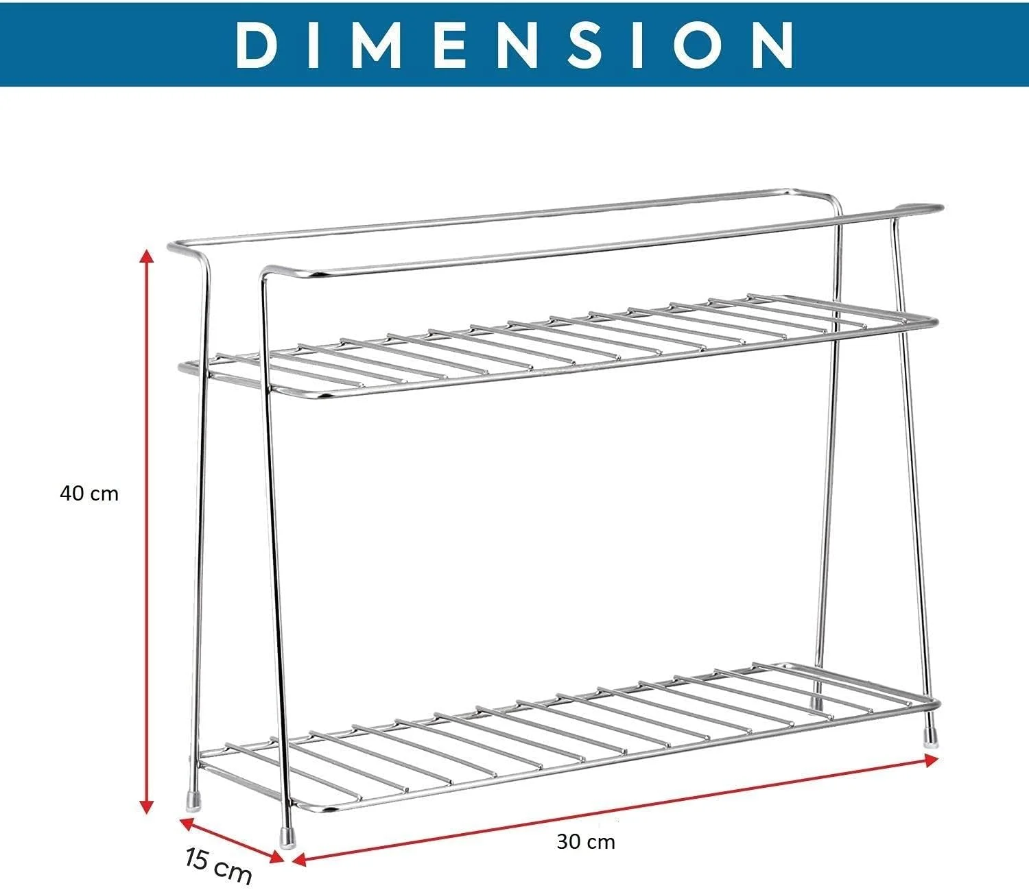 قفسه آشپزخانه استیل Cri8Hub، سازمان دهنده و صرفه جویی در فضا، پایه آشپزخانه استیل رومیزی سبد ترولی 2 طبقه برای جعبه ها، ظروف، بشقاب ها برای خانه (خود ایستا)