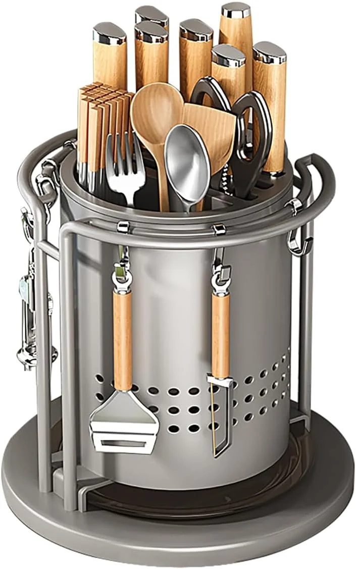 جا چاقویی چرخشی 360 درجه برای روی کابینت، ظرف نگهداری چند منظوره لوازم آشپزی AZONEE، سازمان دهنده لوازم آشپزخانه با قابلیت صرفه جویی در فضا، قلاب های قابل تنظیم، تمیز کردن آسان جا چاقویی چرخشی 360 درجه برای روی کابینت، ظرف نگهداری چند منظوره لوازم آشپزی AZONEE، سازمان دهنده لوازم آشپزخانه با قابلیت صرفه جویی در فضا، قلاب های قابل تنظیم، تمیز کردن آسان