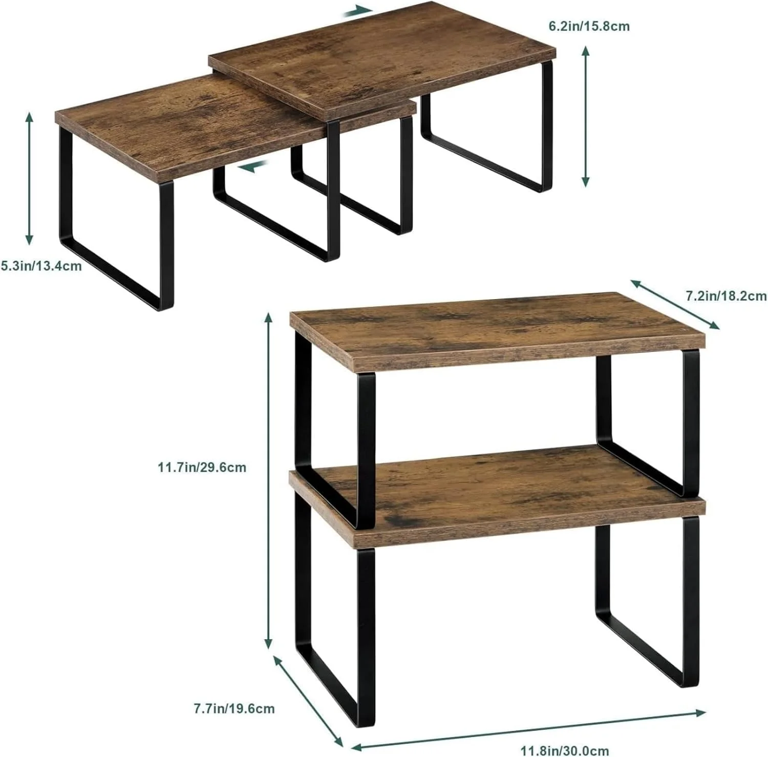 سازمان دهنده پیشخوان آشپزخانه، قفسه کابینت و نگهداری وسایل آشپزخانه، قفسه ادویه جات قابل گسترش و چیده شدن، سازمان دهنده انبار آشپزخانه و پیشخوان حمام (قهوه ای)