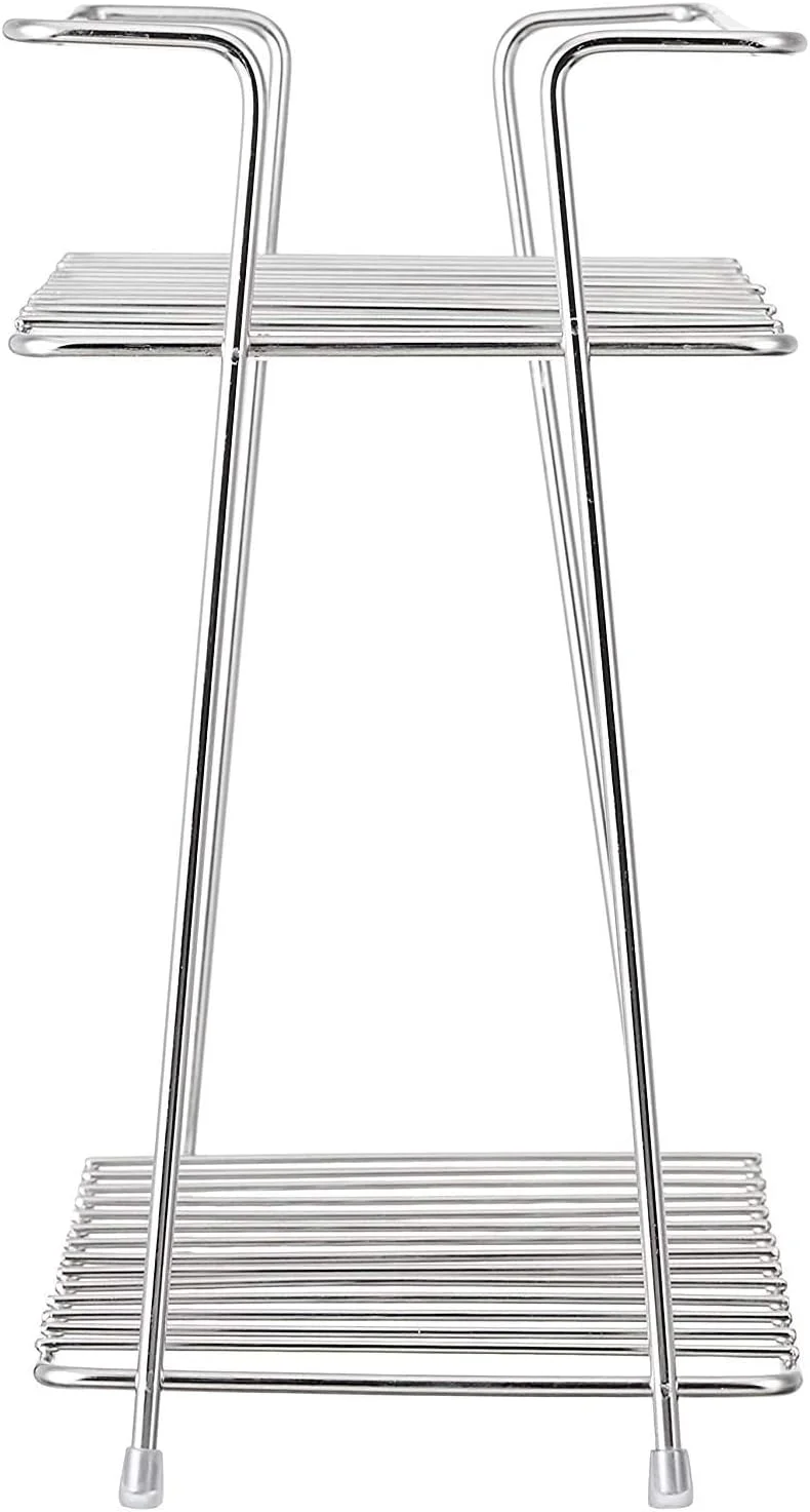 قفسه آشپزخانه استیل Cri8Hub، سازمان دهنده و صرفه جویی در فضا، پایه آشپزخانه استیل رومیزی سبد ترولی 2 طبقه برای جعبه ها، ظروف، بشقاب ها برای خانه (خود ایستا)