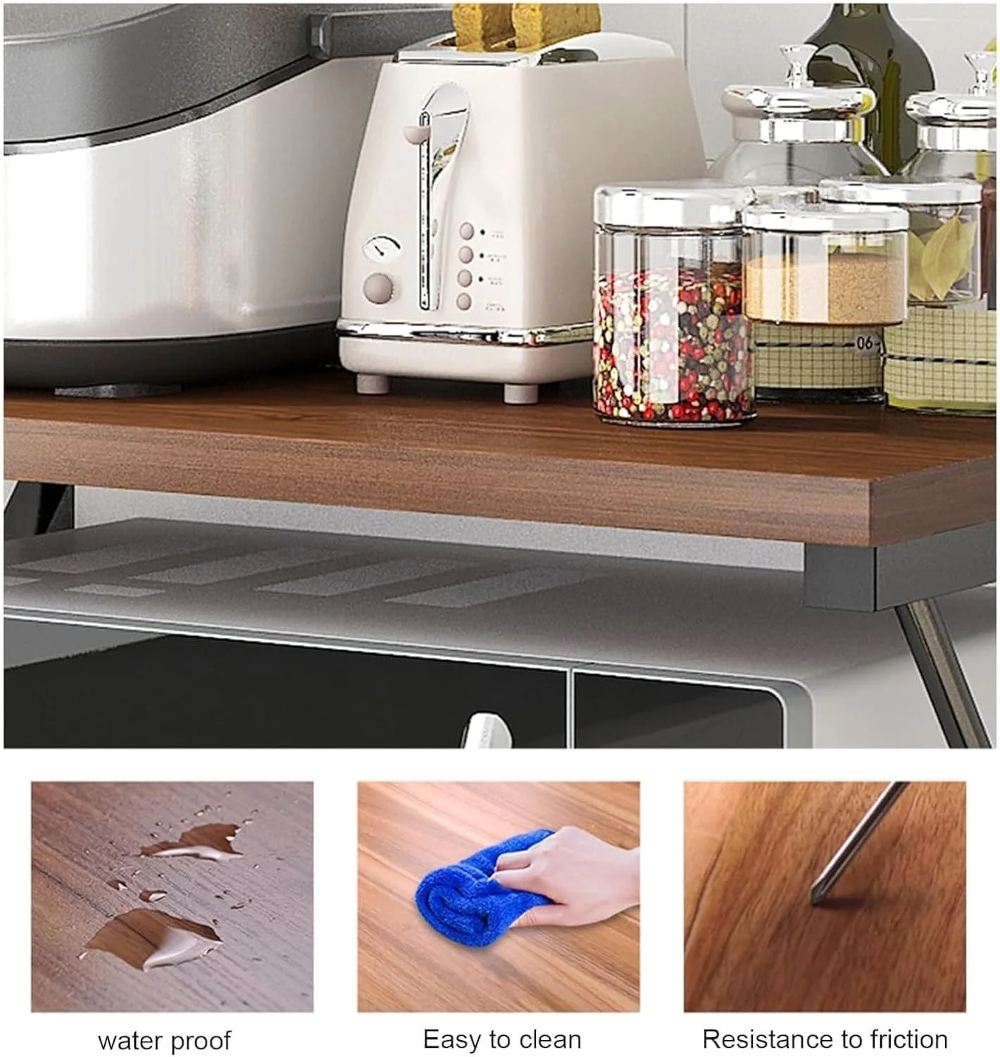 قفسه کابینت سازمان دهنده روی میز آشپزخانه، قفسه بزرگ ادویه 17.3x12.6، قفسه روی میز، قفسه اجاق مایکروویو، سازماندهی ذخیره سازی رومیزی برای آشپزخانه، دفتر، فلز و چوب، افرا (3 لایه مشکی) قفسه کابینت سازمان دهنده روی میز آشپزخانه، قفسه بزرگ ادویه 17.3x12.6، قفسه روی میز، قفسه اجاق مایکروویو، سازماندهی ذخیره سازی رومیزی برای آشپزخانه، دفتر، فلز و چوب، افرا (3 لایه مشکی)