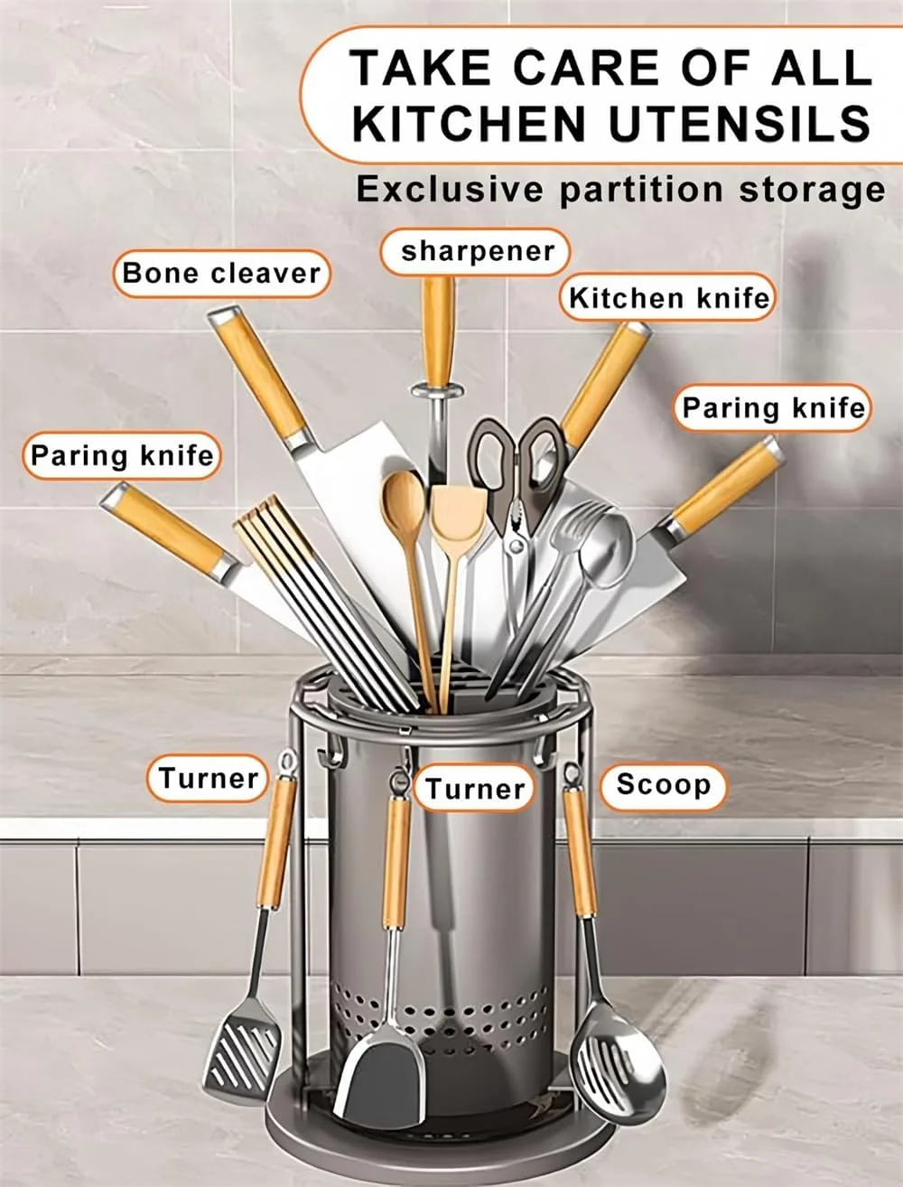 جا چاقویی چرخشی 360 درجه برای روی کابینت، ظرف نگهداری چند منظوره لوازم آشپزی AZONEE، سازمان دهنده لوازم آشپزخانه با قابلیت صرفه جویی در فضا، قلاب های قابل تنظیم، تمیز کردن آسان جا چاقویی چرخشی 360 درجه برای روی کابینت، ظرف نگهداری چند منظوره لوازم آشپزی AZONEE، سازمان دهنده لوازم آشپزخانه با قابلیت صرفه جویی در فضا، قلاب های قابل تنظیم، تمیز کردن آسان