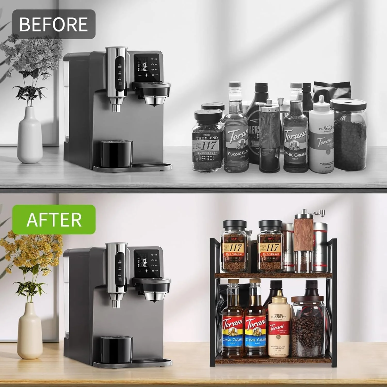 قفسه رومیزی باولی، سازمان دهنده 2 طبقه ایستگاه قهوه برای روی میز، قفسه چوبی آشپزخانه، سازمان دهنده قفسه ادویه جات، قفسه های کابینت برای آشپزخانه، خانه، دفتر قفسه رومیزی باولی، سازمان دهنده 2 طبقه ایستگاه قهوه برای روی میز، قفسه چوبی آشپزخانه، سازمان دهنده قفسه ادویه جات، قفسه های کابینت برای آشپزخانه، خانه، دفتر