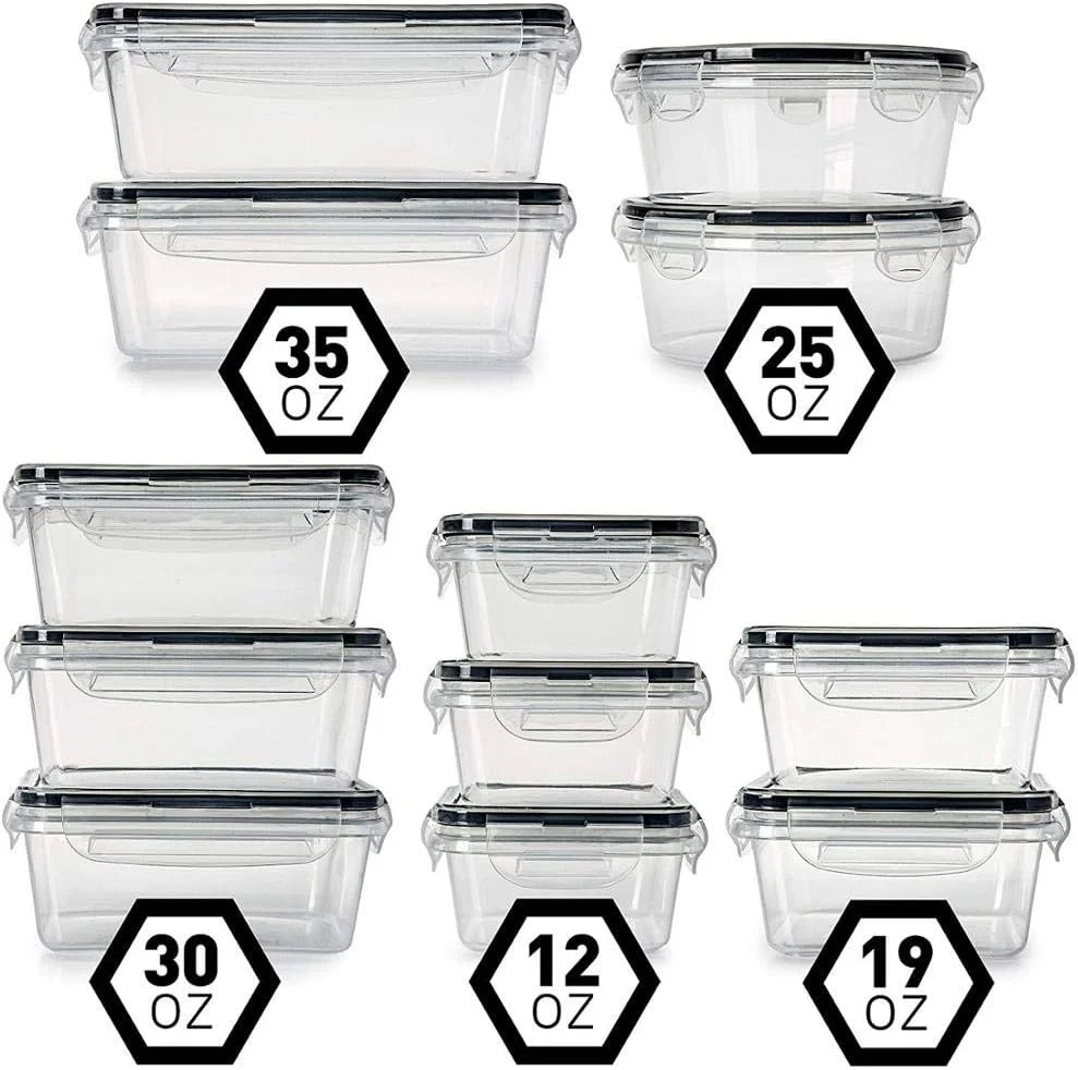 ست ظروف نگهداری مواد غذایی 12 تکه پریمایف با درب های قفل دار و برچسب، ظروف پلاستیکی قابل استفاده مجدد، جعبه های سازمان دهنده آشپزخانه قابل انباشت، بدون BPA و قابل استفاده در مایکروویو، فریزر و ماشین ظرفشویی