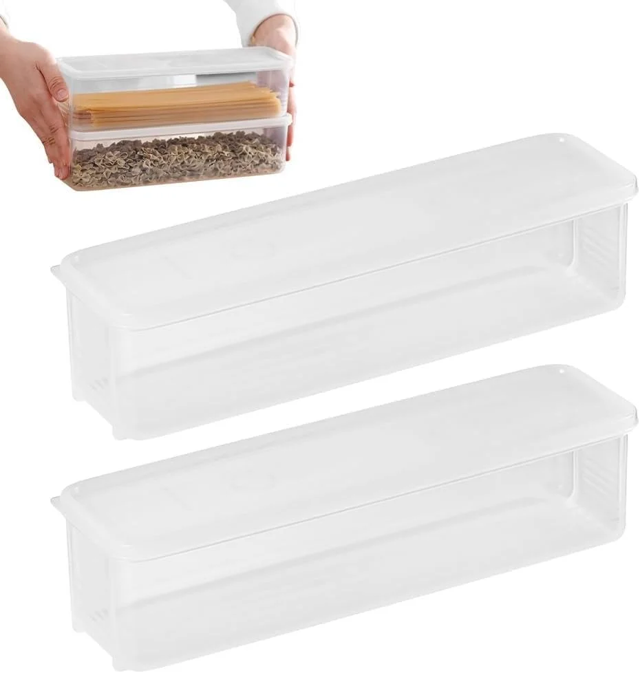ظروف نگهداری مواد غذایی، جعبه های ترد کننده بادوام و قابل انباشت بدون BPA با درب، سازمان دهنده آماده سازی غذا برای یخچال و آشپزخانه، مجموعه 2 عددی صرفه جویی در فضا، سفید