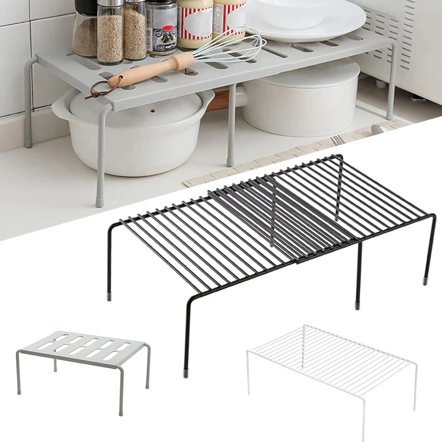 ارگانایزر قفسه قابل گسترش Conobo برای آشپزخانه، قفسه فلزی کابینت، ارگانایزر قفسه ادویه جات برای کابینت، صرفه جویی در فضای ضد لغزش و ضد زنگ ارگانایزر قفسه قابل گسترش Conobo برای آشپزخانه، قفسه فلزی کابینت، ارگانایزر قفسه ادویه جات برای کابینت، صرفه جویی در فضای ضد لغزش و ضد زنگ