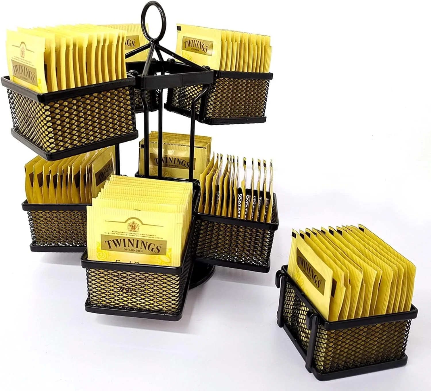 4 Compartment Tea Bag Organizer Carousel, Coffee Holder Storage, Spinning Carousel Basket Black Adjustable Tea Caddy For Kitchen Counter, Countertop, Cabinet 4 Compartment Tea Bag Organizer Carousel, Coffee Holder Storage, Spinning Carousel Basket Black Adjustable Tea Caddy For Kitchen Counter, Countertop, Cabinet