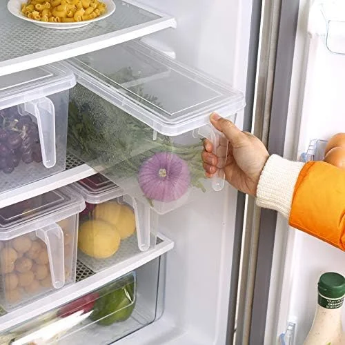 ظروف نگهداری مواد غذایی آشپزخانه با دستگیره، جعبه های پلاستیکی سازمان دهنده مواد غذایی با درب برای یخچال، فریزر، کابینت، میز، ست 2 عددی ظروف سازمان دهنده مواد غذایی با درب و 6 محفظه جداشدنی ظروف نگهداری مواد غذایی آشپزخانه با دستگیره، جعبه های پلاستیکی سازمان دهنده مواد غذایی با درب برای یخچال، فریزر، کابینت، میز، ست 2 عددی ظروف سازمان دهنده مواد غذایی با درب و 6 محفظه جداشدنی