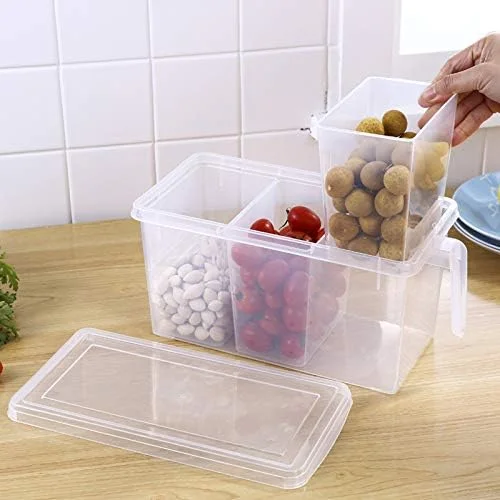 ظروف نگهداری مواد غذایی آشپزخانه با دستگیره، جعبه های پلاستیکی سازمان دهنده مواد غذایی با درب برای یخچال، فریزر، کابینت، میز، ست 2 عددی ظروف سازمان دهنده مواد غذایی با درب و 6 محفظه جداشدنی ظروف نگهداری مواد غذایی آشپزخانه با دستگیره، جعبه های پلاستیکی سازمان دهنده مواد غذایی با درب برای یخچال، فریزر، کابینت، میز، ست 2 عددی ظروف سازمان دهنده مواد غذایی با درب و 6 محفظه جداشدنی