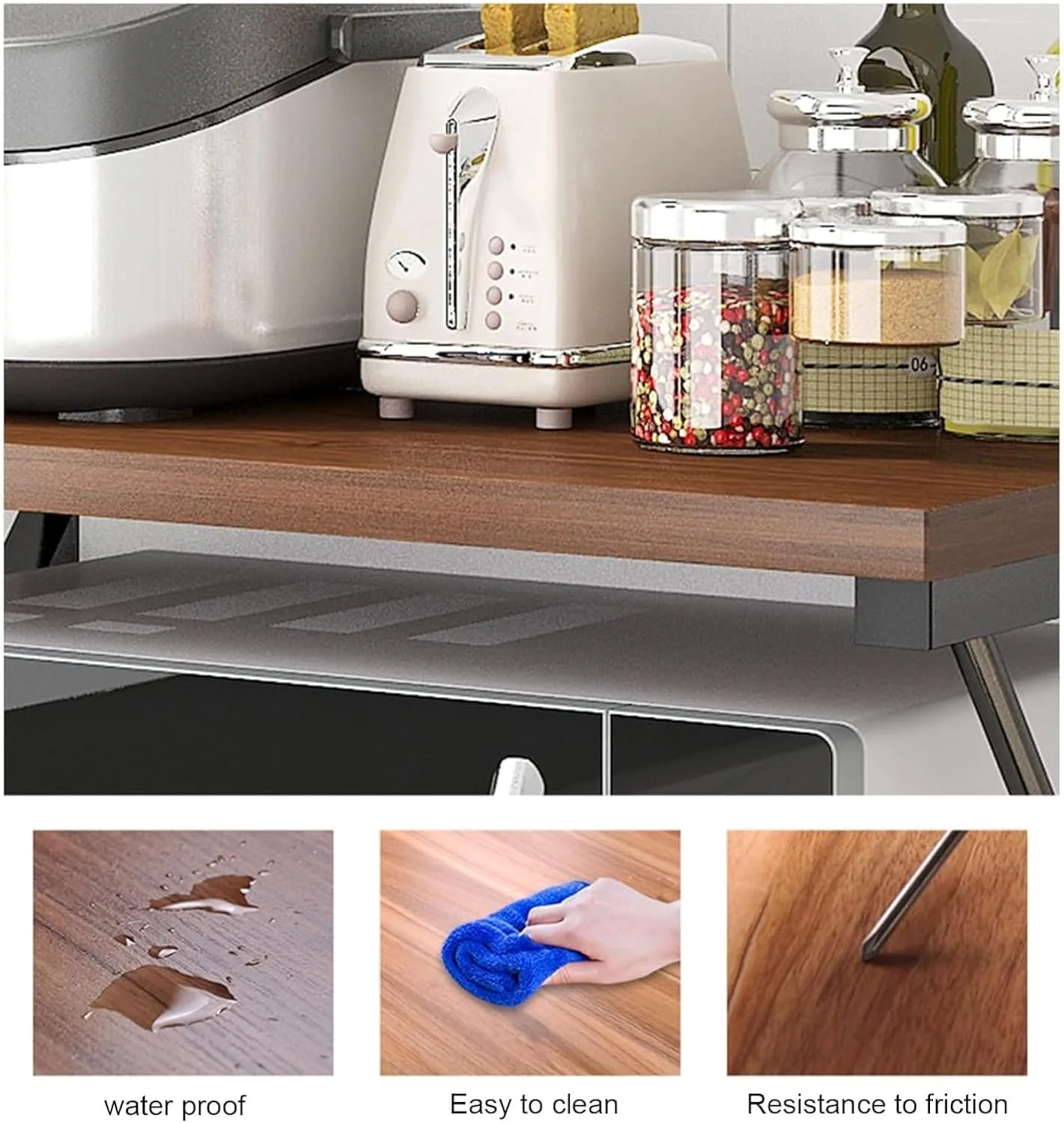 قفسه کابینت سازمان دهنده روی میز آشپزخانه، 44x32.5 قفسه بزرگ ادویه جات، قفسه روی میز، قفسه اجاق مایکروویو، سازماندهی ذخیره سازی رومیزی برای آشپزخانه، دفتر، فلز و چوب، افرا (مشکی - 2 لایه) قفسه کابینت سازمان دهنده روی میز آشپزخانه، 44x32.5 قفسه بزرگ ادویه جات، قفسه روی میز، قفسه اجاق مایکروویو، سازماندهی ذخیره سازی رومیزی برای آشپزخانه، دفتر، فلز و چوب، افرا (مشکی - 2 لایه)