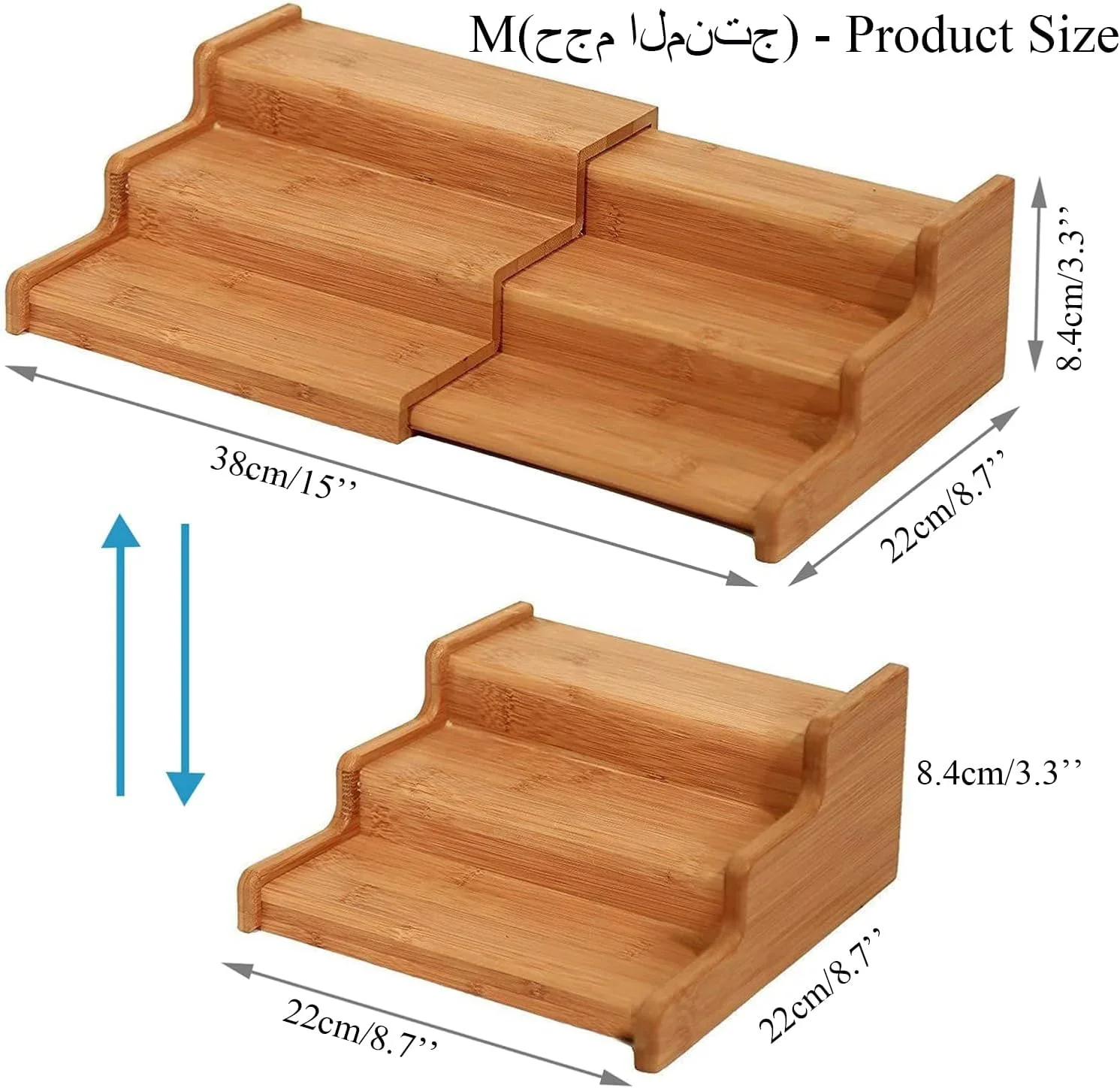 CooToly Spice Rack Kitchen Cabinet Organizer- 3 Tier Bamboo Expandable Display Shelf(M) CooToly Spice Rack Kitchen Cabinet Organizer- 3 Tier Bamboo Expandable Display Shelf(M)