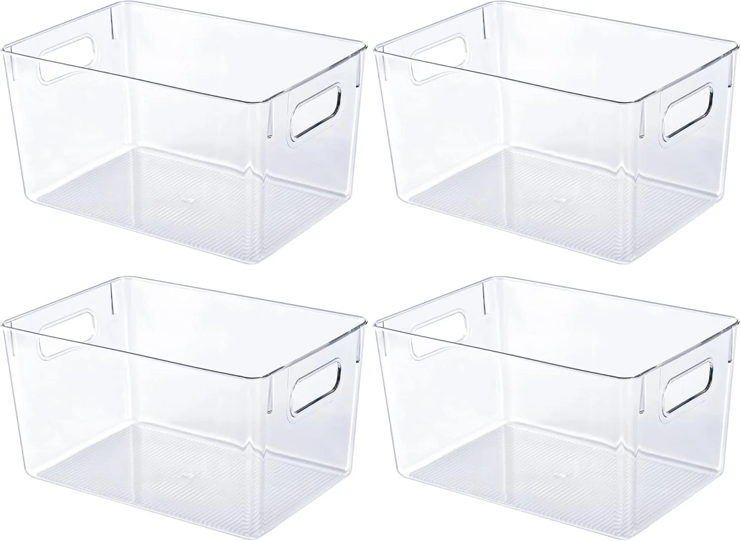 ظروف نگهداری پلاستیکی شفاف - سازمان دهنده های قابل انباشت انبار و یخچال بدون BPA با دستگیره برای آشپزخانه، کابینت، حمام و موارد دیگر (4 عدد)