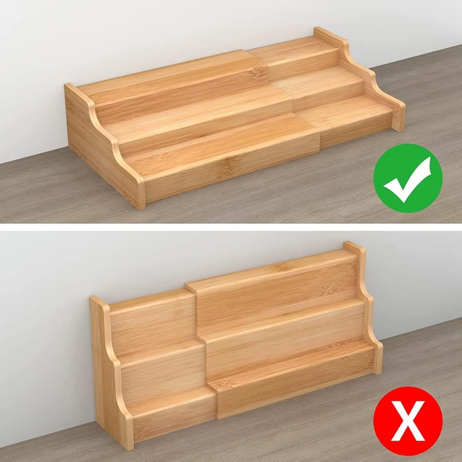 CooToly Spice Rack Kitchen Cabinet Organizer- 3 Tier Bamboo Expandable Display Shelf(M) CooToly Spice Rack Kitchen Cabinet Organizer- 3 Tier Bamboo Expandable Display Shelf(M)