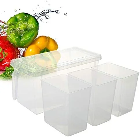 ظروف نگهداری مواد غذایی آشپزخانه با دستگیره، جعبه های پلاستیکی سازمان دهنده مواد غذایی با درب برای یخچال، فریزر، کابینت، میز، ست 2 عددی ظروف سازمان دهنده مواد غذایی با درب و 6 محفظه جداشدنی ظروف نگهداری مواد غذایی آشپزخانه با دستگیره، جعبه های پلاستیکی سازمان دهنده مواد غذایی با درب برای یخچال، فریزر، کابینت، میز، ست 2 عددی ظروف سازمان دهنده مواد غذایی با درب و 6 محفظه جداشدنی