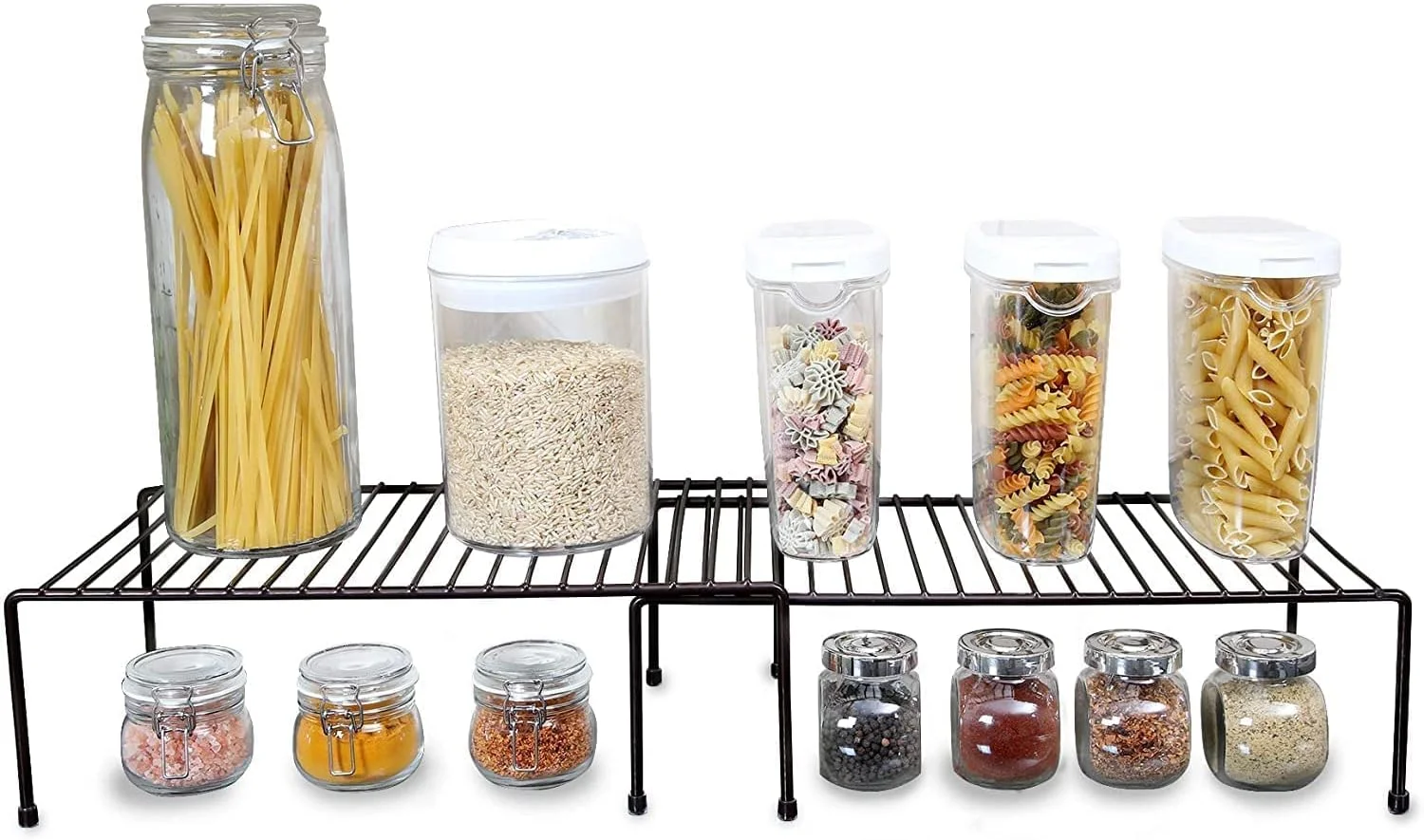 قفسه کابینت - قفسه ها و نگهدارنده های بزرگ و قابل گسترش برای آشپزخانه - سیم فلزی فولادی - سازمان دهنده کابینت، بشقاب، ظرف، پیشخوان و انبار