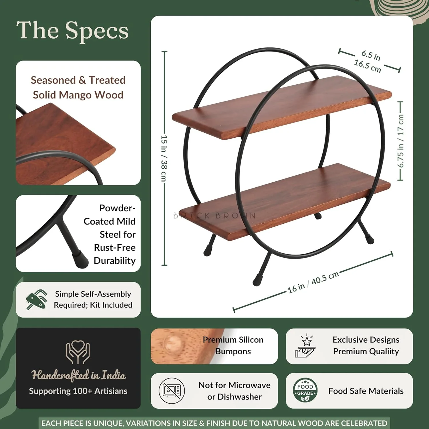 BRICK BROWN ® قفسه گردان آشپزخانه ممتاز / قفسه نگهداری آشپزخانه / قفسه ادویه / قفسه چوبی با روکش ماهون (خود مونتاژ) (38X40X18 سانتی متر) BRICK BROWN ® قفسه گردان آشپزخانه ممتاز / قفسه نگهداری آشپزخانه / قفسه ادویه / قفسه چوبی با روکش ماهون (خود مونتاژ) (38X40X18 سانتی متر)