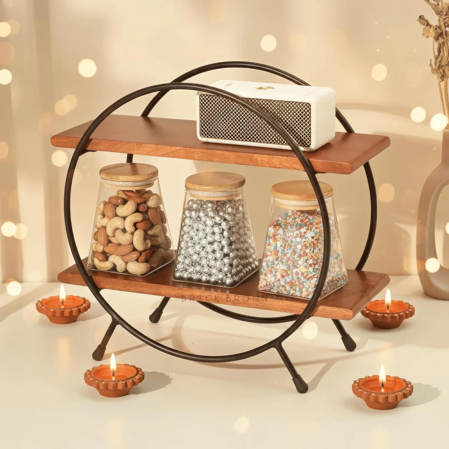 BRICK BROWN ® قفسه گردان آشپزخانه ممتاز / قفسه نگهداری آشپزخانه / قفسه ادویه / قفسه چوبی با روکش ماهون (خود مونتاژ) (38X40X18 سانتی متر) BRICK BROWN ® قفسه گردان آشپزخانه ممتاز / قفسه نگهداری آشپزخانه / قفسه ادویه / قفسه چوبی با روکش ماهون (خود مونتاژ) (38X40X18 سانتی متر)