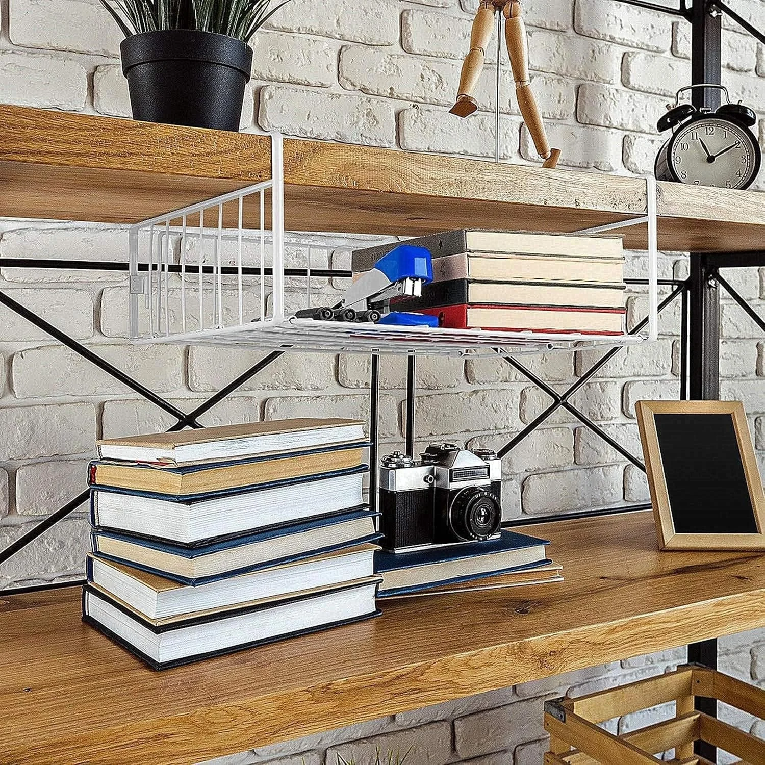 قفسه نظم دهنده زیر کابینتی 2 تکه، سبدهای آویز توری فلزی برای انبار آشپزخانه، سفید قفسه نظم دهنده زیر کابینتی 2 تکه، سبدهای آویز توری فلزی برای انبار آشپزخانه، سفید