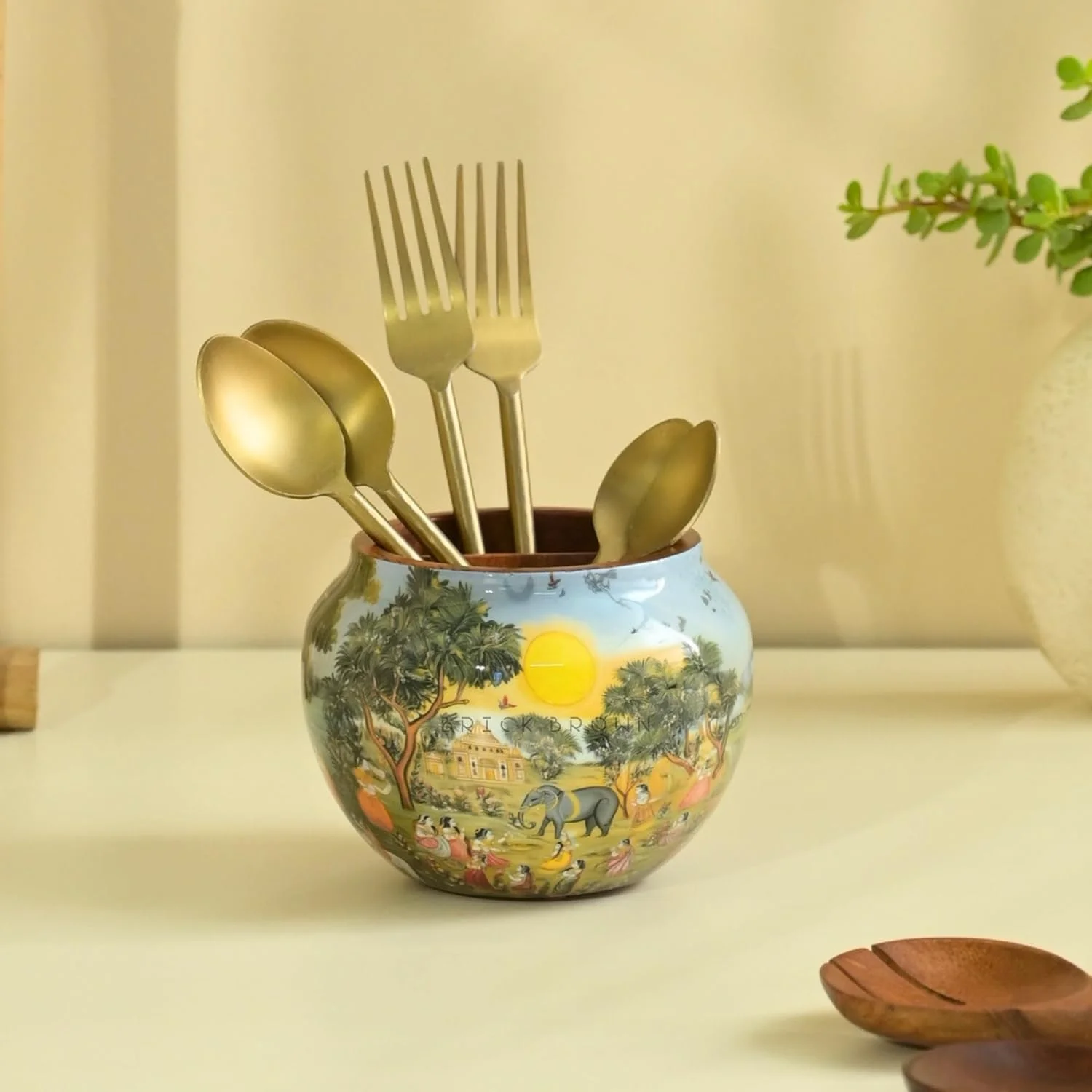 جا قاشقی چوبی ممتاز Brick Brown® مدل Saga، استند قاشق چنگال برای آشپزخانه | جا قاشقی برای میز غذاخوری | استند نگهدارنده چوبی با قسمت جداشدنی (14.5x14.5x11.4 سانتی متر) جا قاشقی چوبی ممتاز Brick Brown® مدل Saga، استند قاشق چنگال برای آشپزخانه | جا قاشقی برای میز غذاخوری | استند نگهدارنده چوبی با قسمت جداشدنی (14.5x14.5x11.4 سانتی متر)