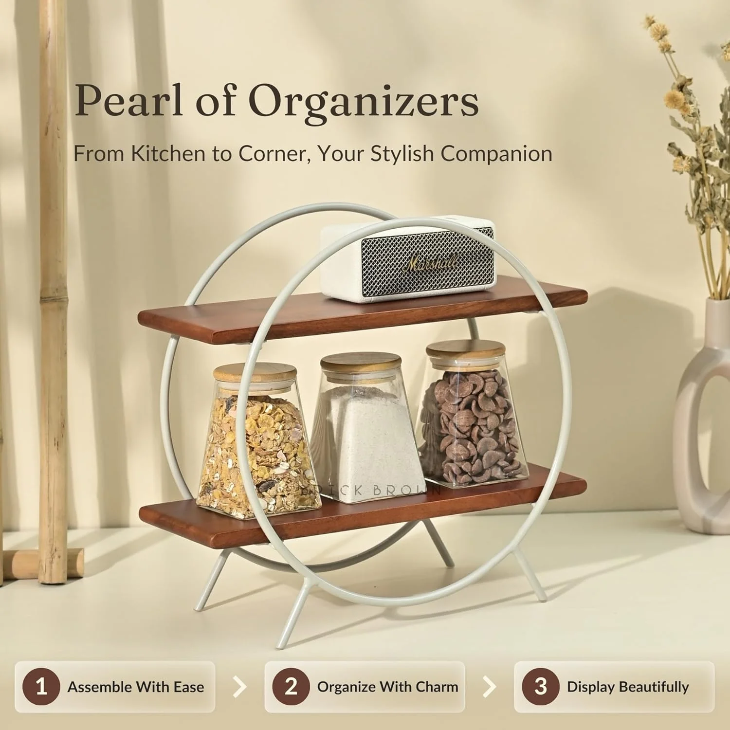 قفسه ارگانایزر/نگهدارنده وسایل منزل و آشپزخانه دایره ای ممتاز آجری رنگ، قفسه ادویه، ارگانایزر چوبی رومیزی مناسب برای دفتر، اتاق خواب | ابعاد 40.5 X 16.5 X 36.8 سانتی متر (ماهاگونی، بژ) قفسه ارگانایزر/نگهدارنده وسایل منزل و آشپزخانه دایره ای ممتاز آجری رنگ، قفسه ادویه، ارگانایزر چوبی رومیزی مناسب برای دفتر، اتاق خواب | ابعاد 40.5 X 16.5 X 36.8 سانتی متر (ماهاگونی، بژ)