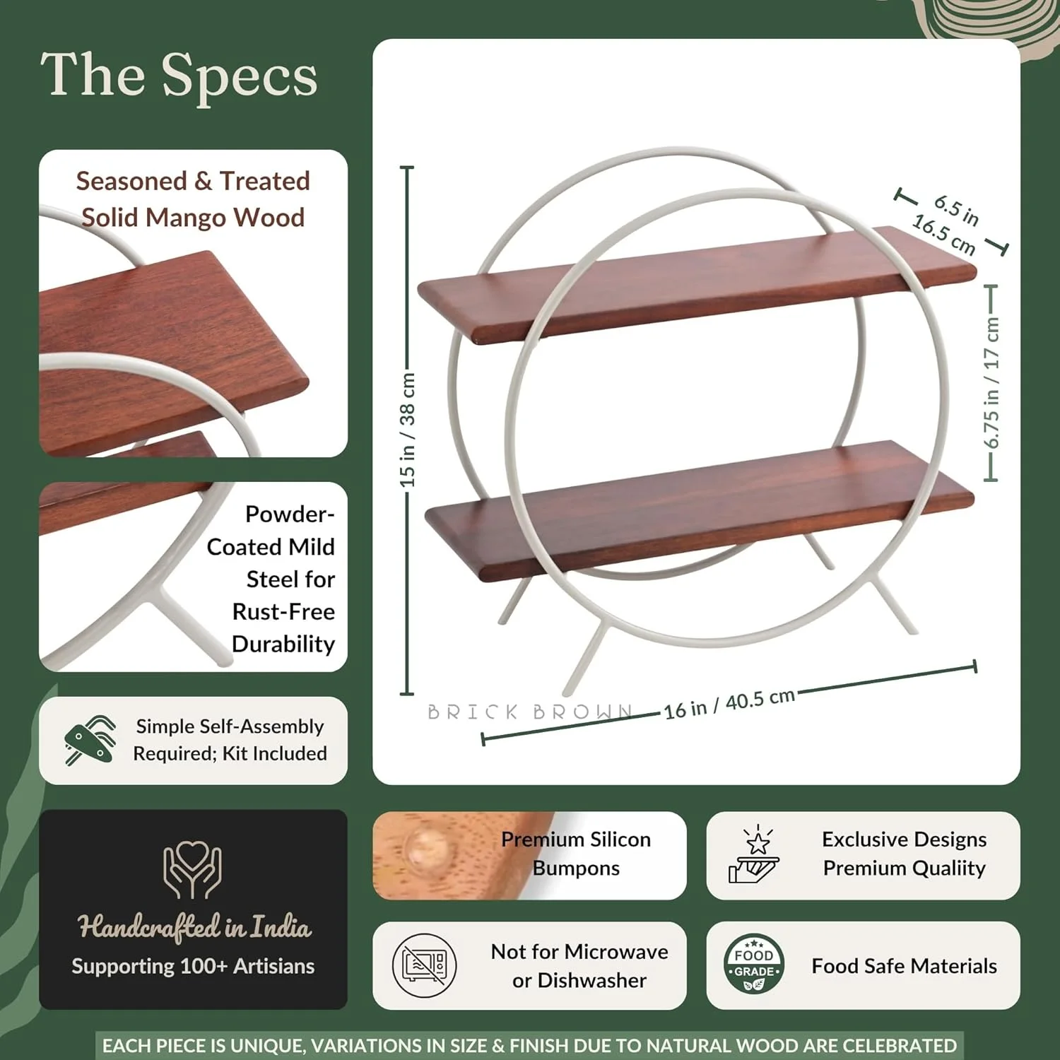 قفسه ارگانایزر/نگهدارنده وسایل منزل و آشپزخانه دایره ای ممتاز آجری رنگ، قفسه ادویه، ارگانایزر چوبی رومیزی مناسب برای دفتر، اتاق خواب | ابعاد 40.5 X 16.5 X 36.8 سانتی متر (ماهاگونی، بژ) قفسه ارگانایزر/نگهدارنده وسایل منزل و آشپزخانه دایره ای ممتاز آجری رنگ، قفسه ادویه، ارگانایزر چوبی رومیزی مناسب برای دفتر، اتاق خواب | ابعاد 40.5 X 16.5 X 36.8 سانتی متر (ماهاگونی، بژ)